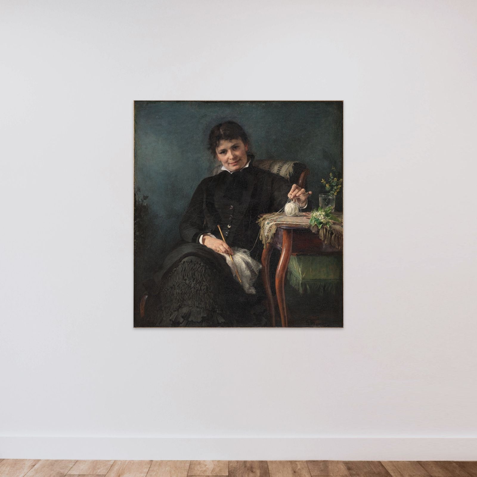 Anna Seekamp. Kunstnerens søster unframed — shown to scale
