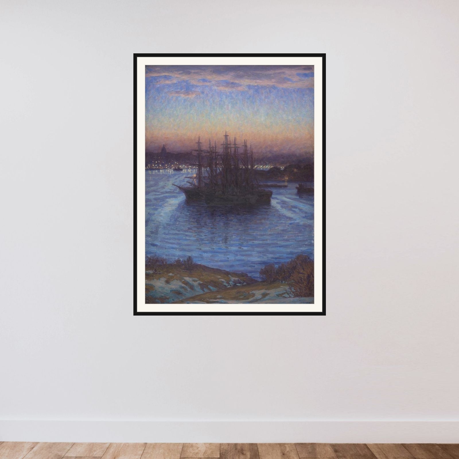Skibe for anker. Vinter framed — shown to scale