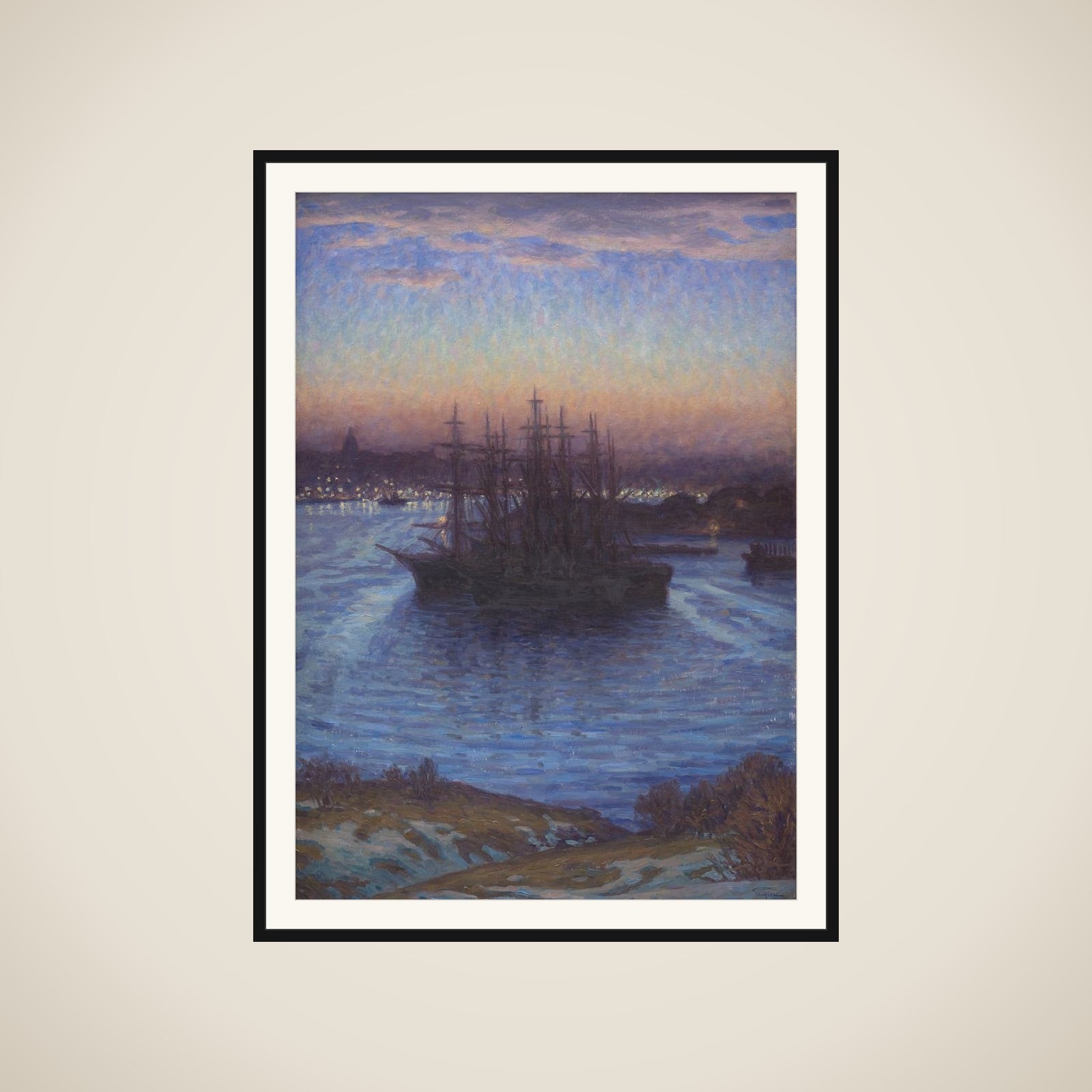 Skibe for anker. Vinter framed