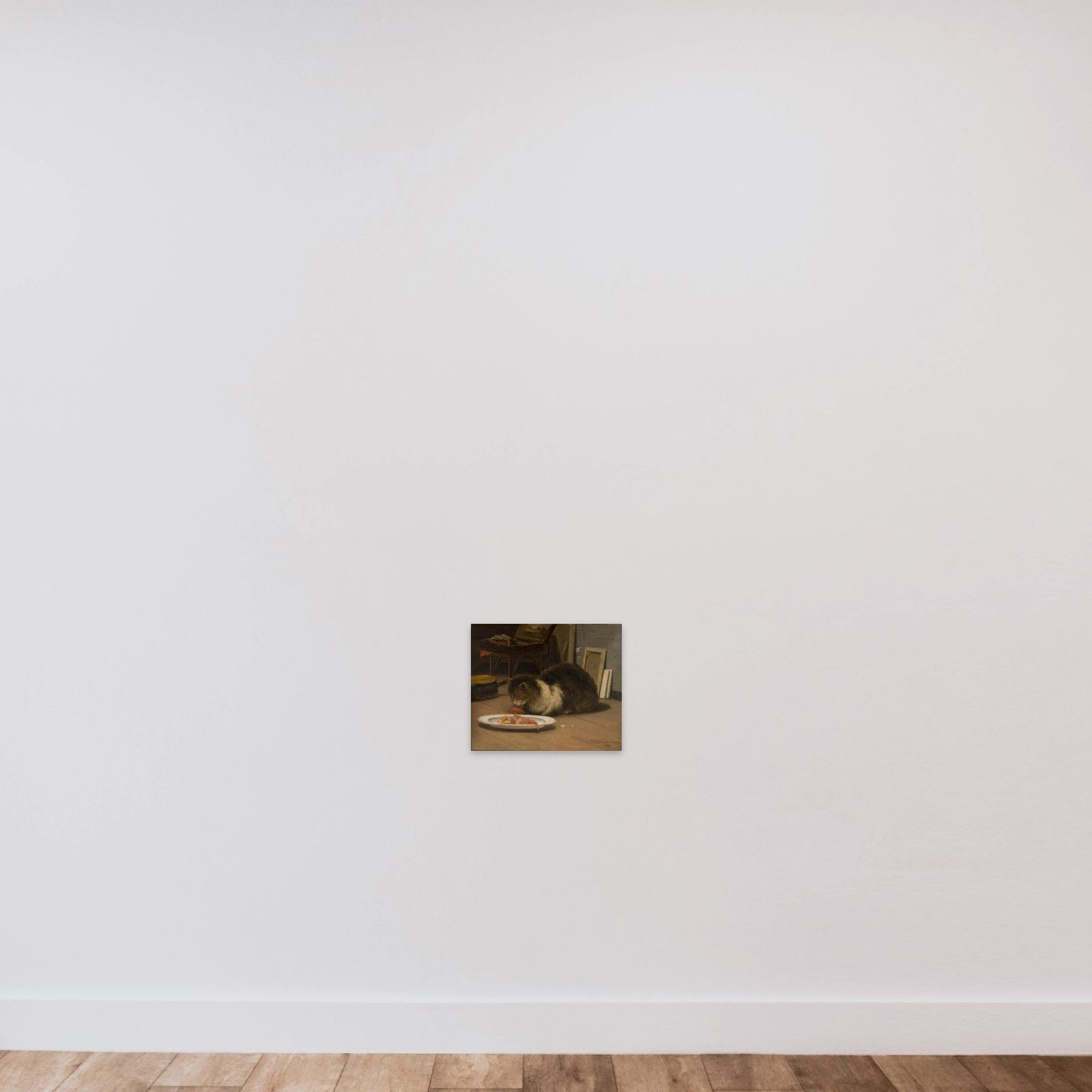 Katten i atelieret unframed — shown to scale