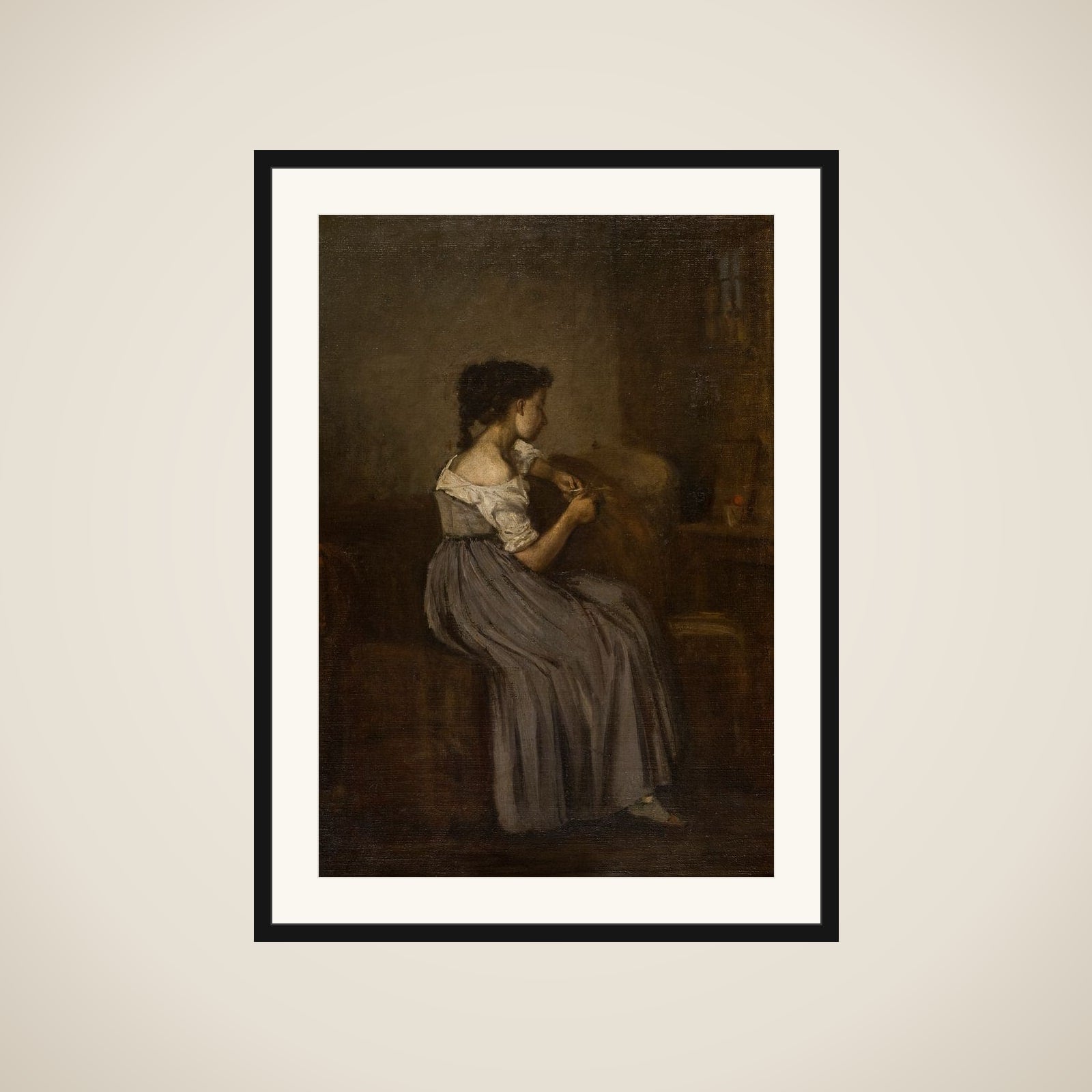 Studie af en siddende pige framed