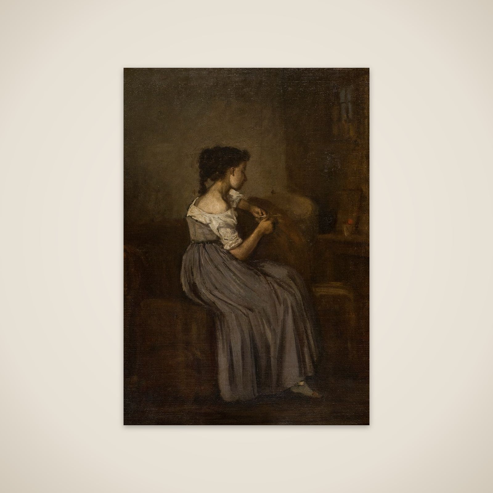 Studie af en siddende pige unframed print