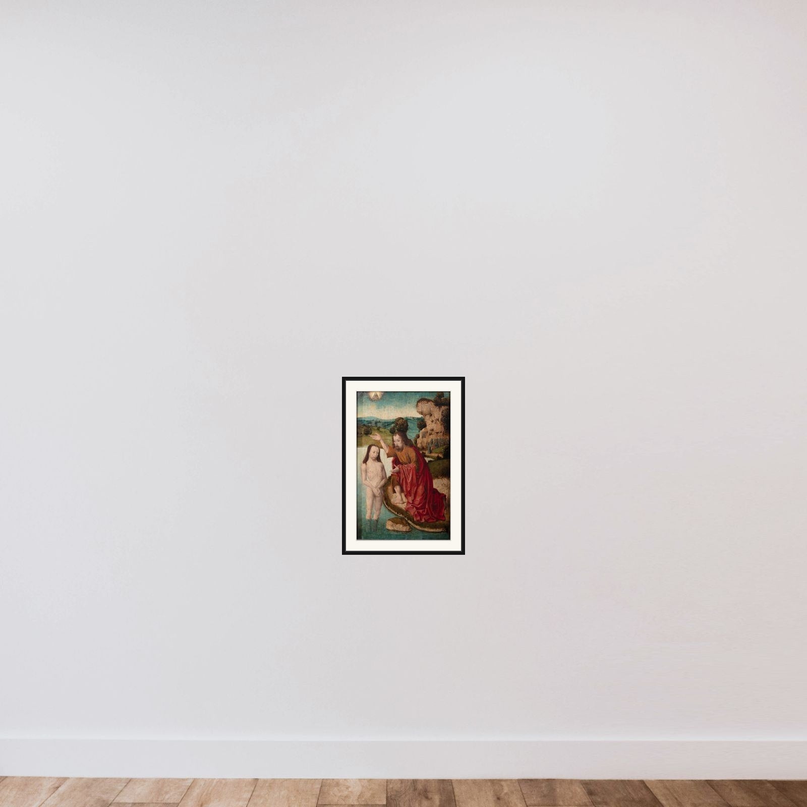 Kristi dåb framed — shown to scale