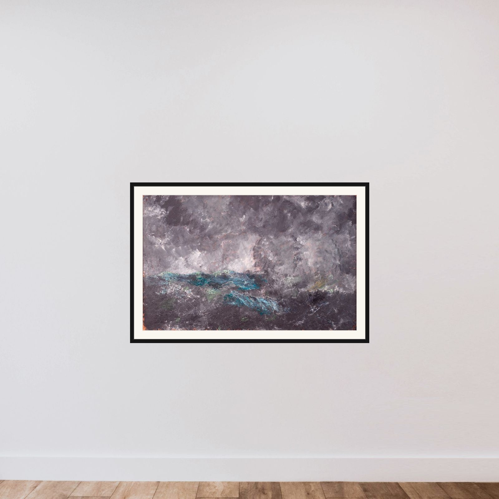 Uvejr i Skærgården. "Den flyvende hollænder", Dalarö framed — shown to scale