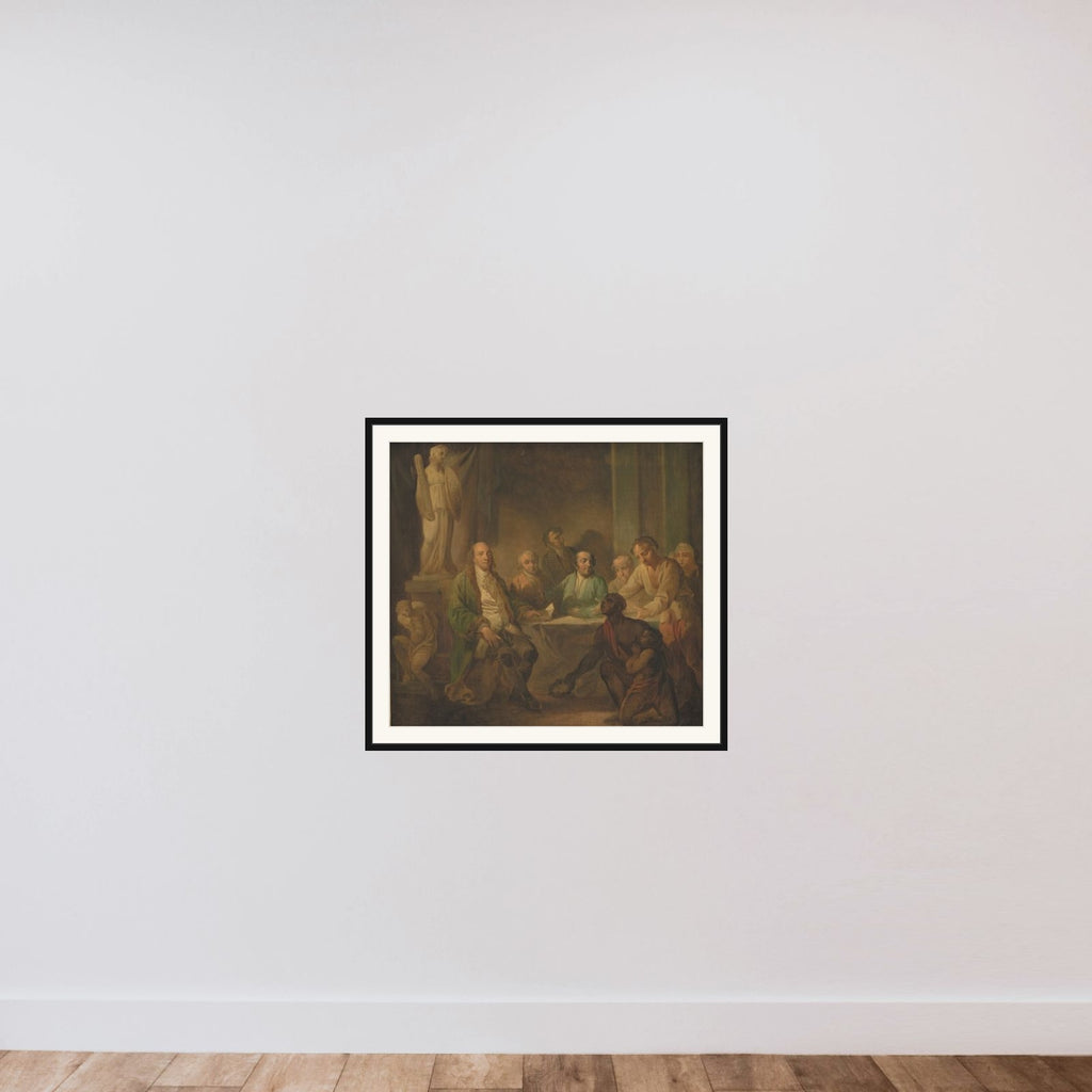 Hyldest til Benjamin Franklin framed — shown to scale