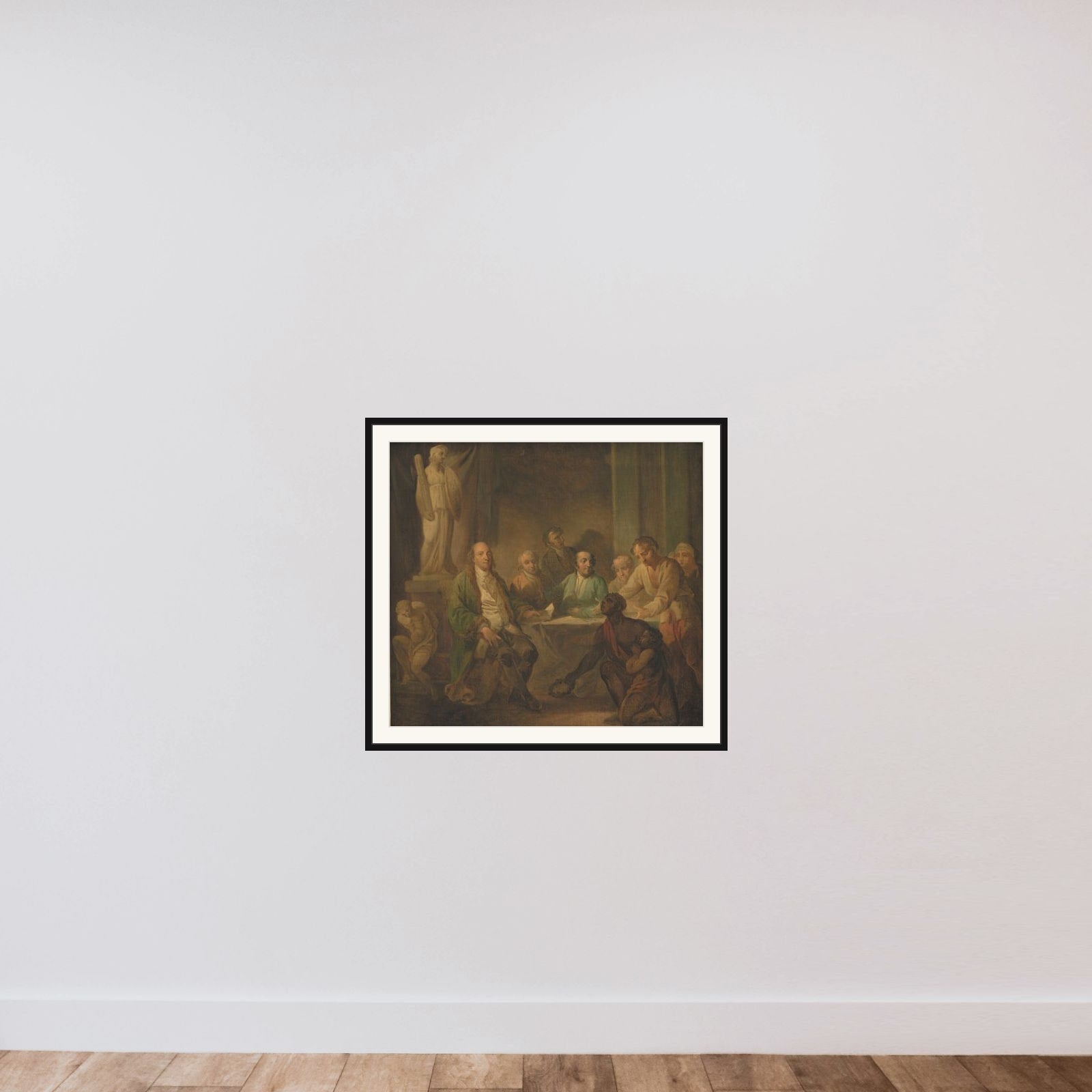 Hyldest til Benjamin Franklin framed — shown to scale