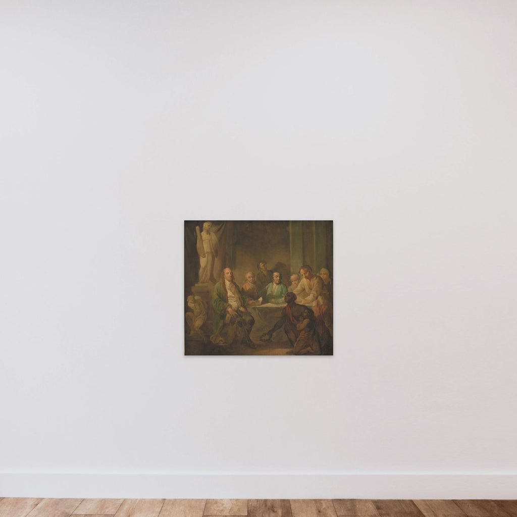 Hyldest til Benjamin Franklin unframed — shown to scale