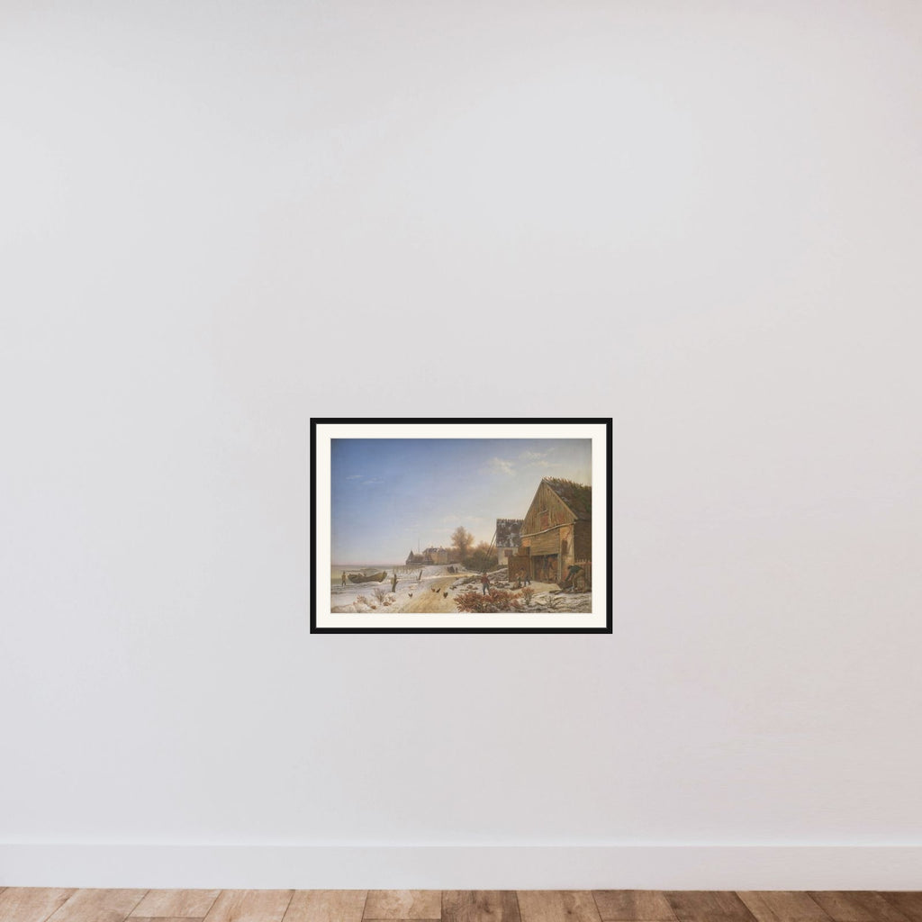 Strandvejen ved Vedbæk. Vintereftermiddag framed — shown to scale