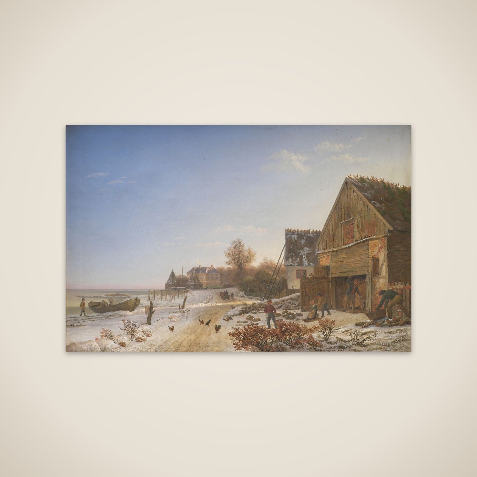 Strandvejen ved Vedbæk. Vintereftermiddag unframed print