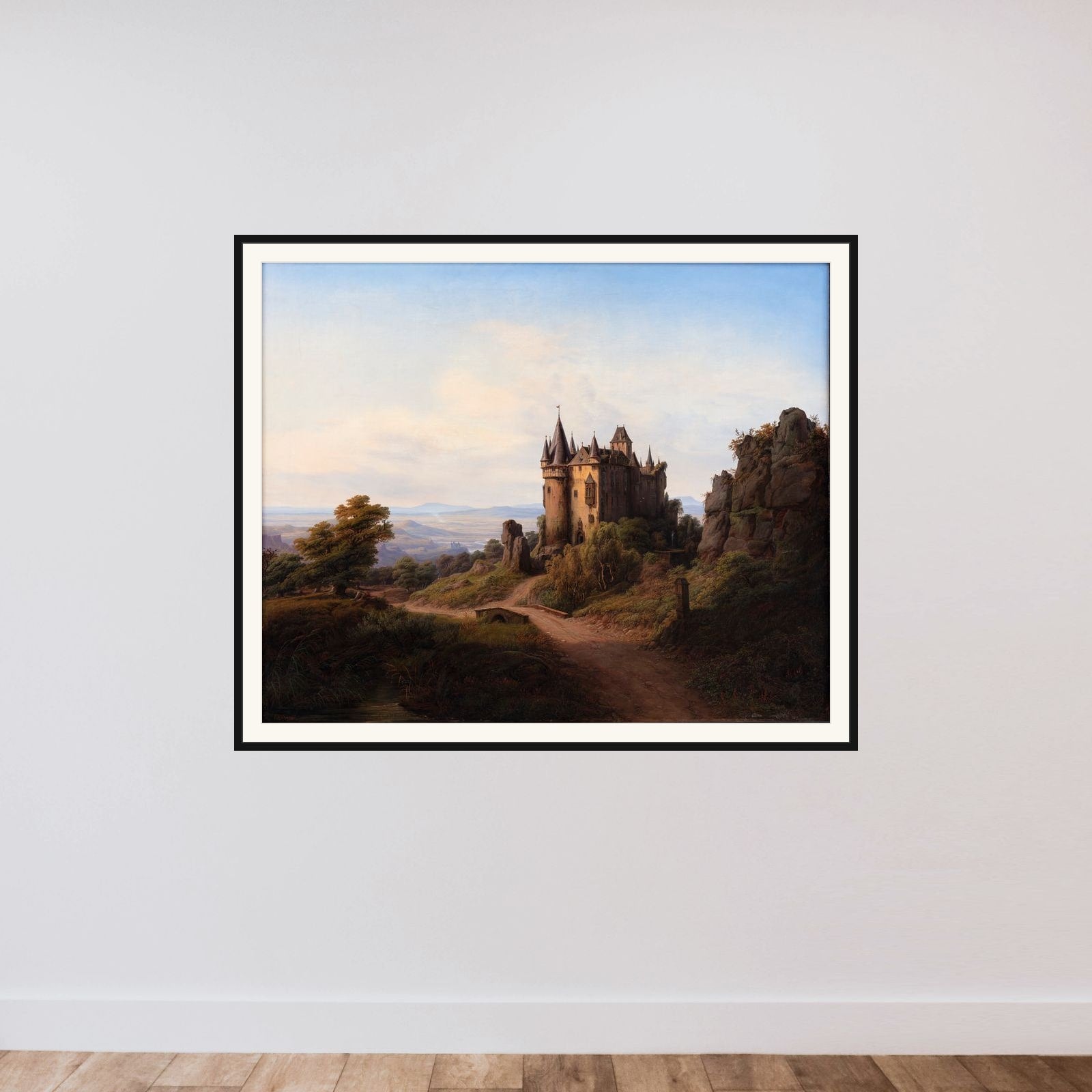 Slottet Büresheim ved Eifelfloden framed — shown to scale