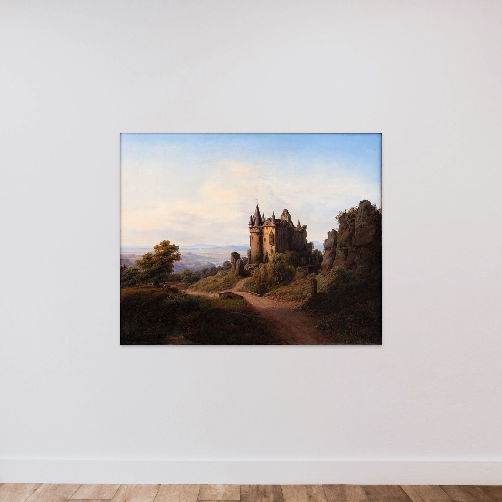 Slottet Büresheim ved Eifelfloden unframed — shown to scale