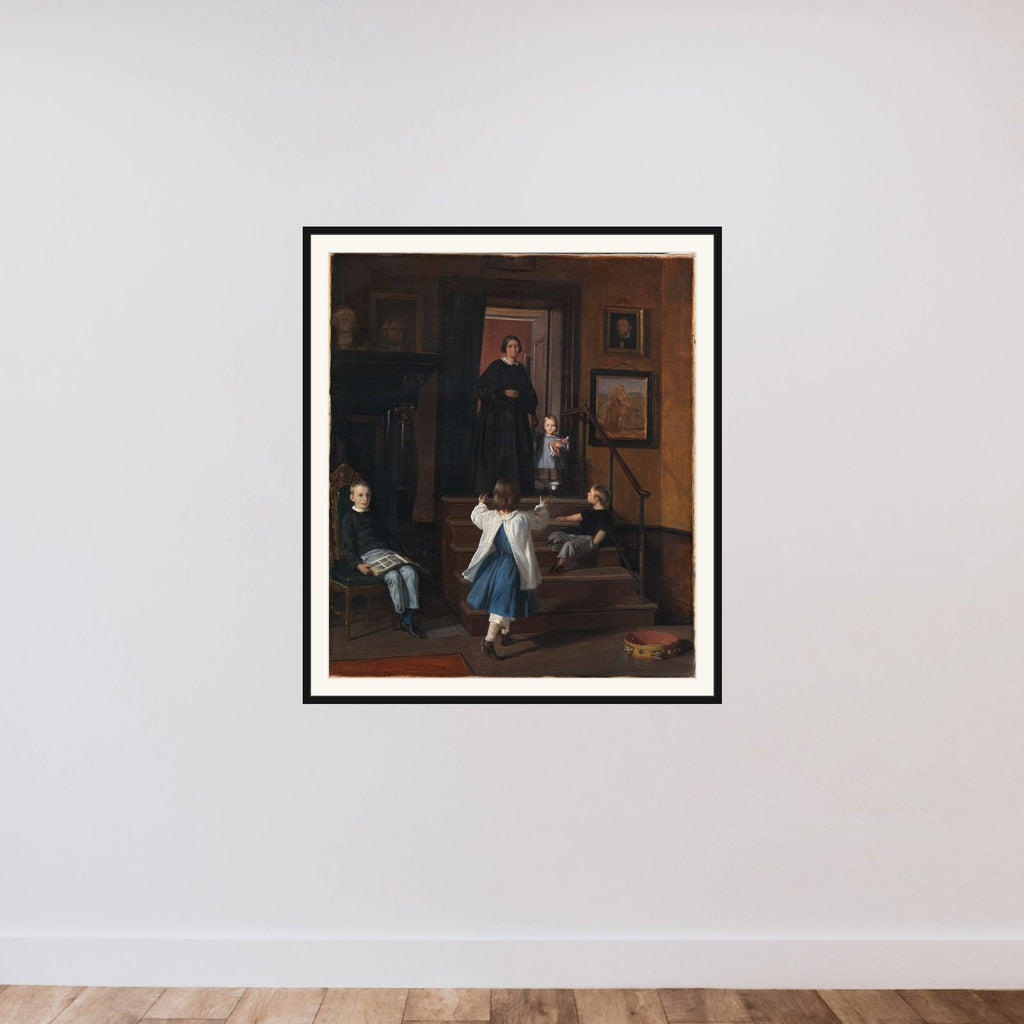 Kunstnerens hustru og børn i atelieret på Charlottenborg framed — shown to scale