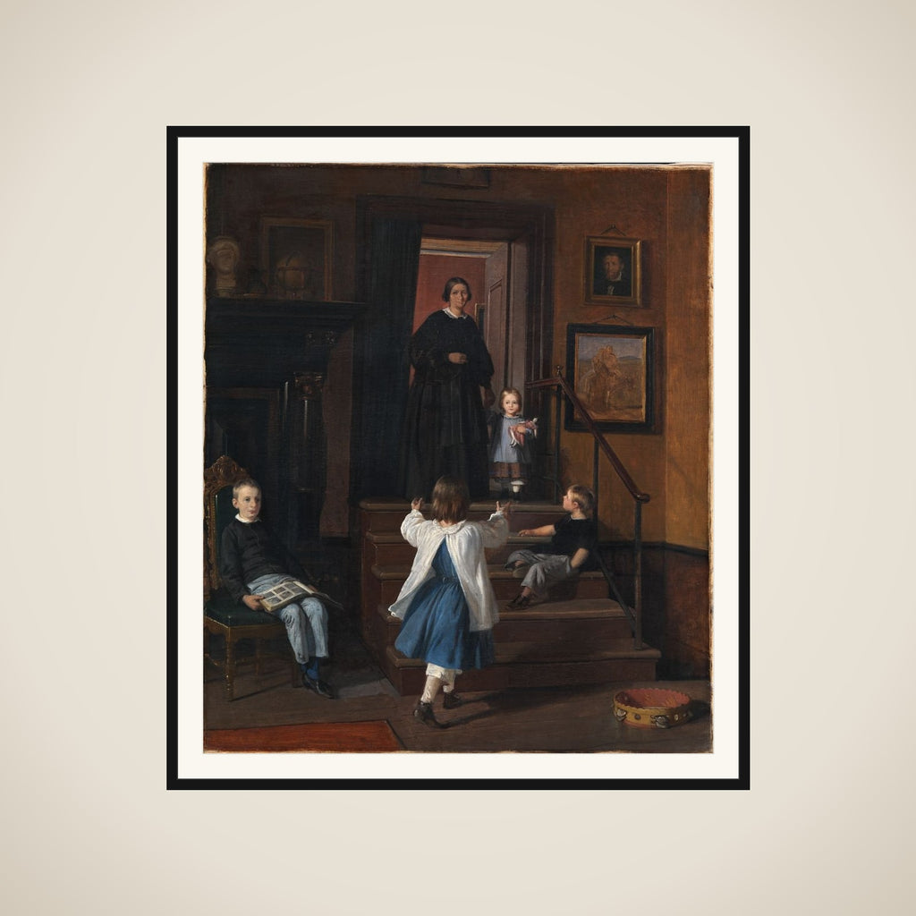 Kunstnerens hustru og børn i atelieret på Charlottenborg framed