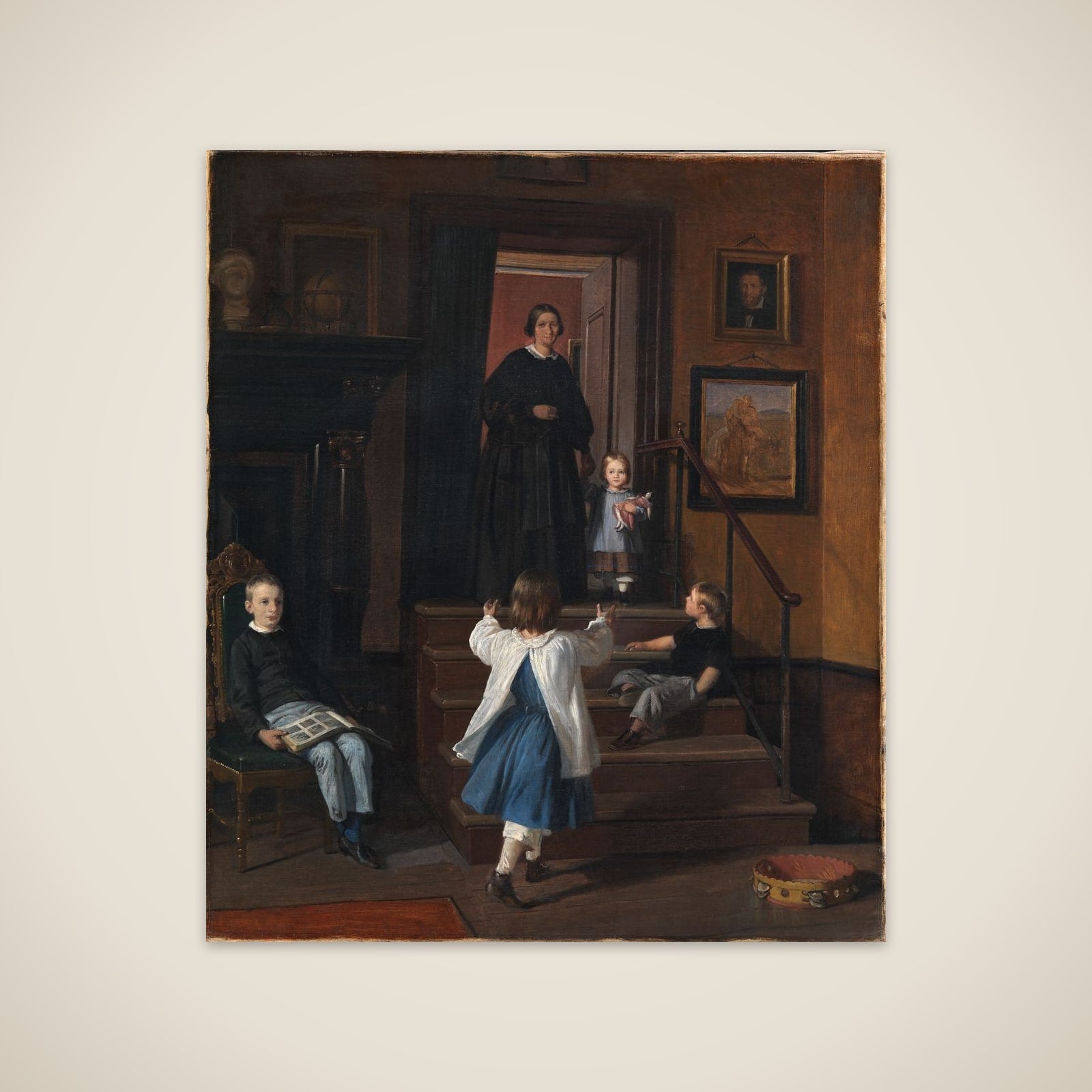 Kunstnerens hustru og børn i atelieret på Charlottenborg unframed print