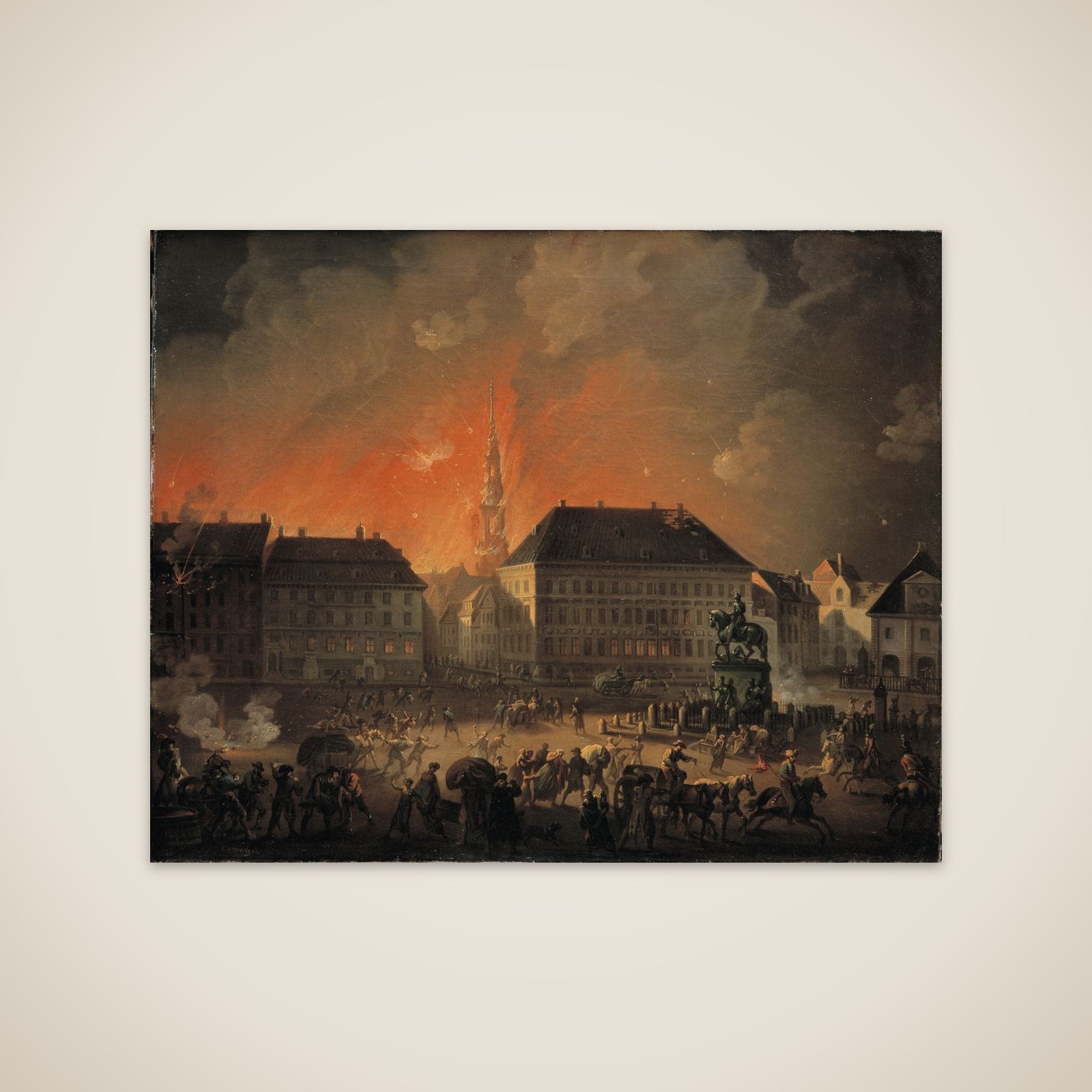 Den rædsomste Nat: Kongens Nytorv under bombardementet natten mellem 4. og 5. september 1807 unframed print