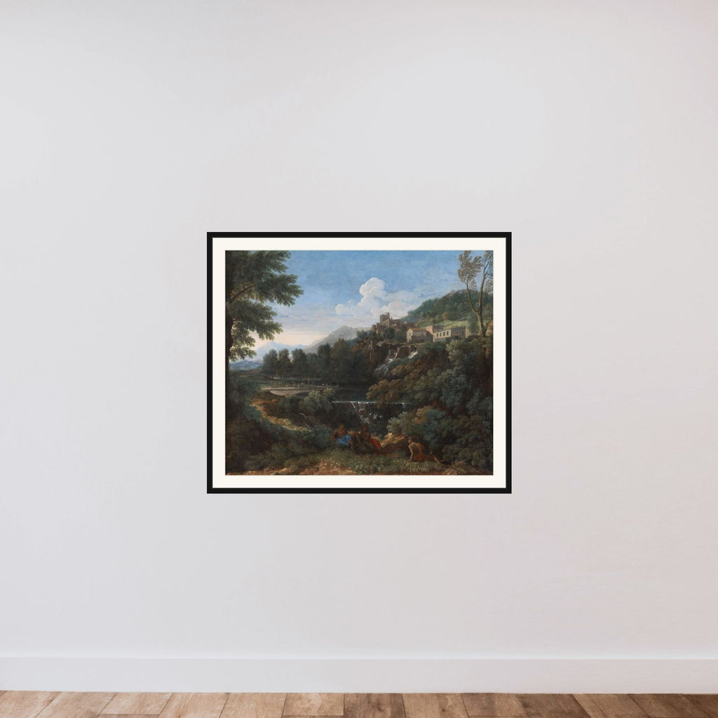 Arkadisk landskab framed — shown to scale