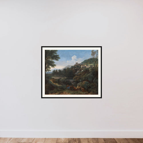 Arkadisk landskab framed — shown to scale