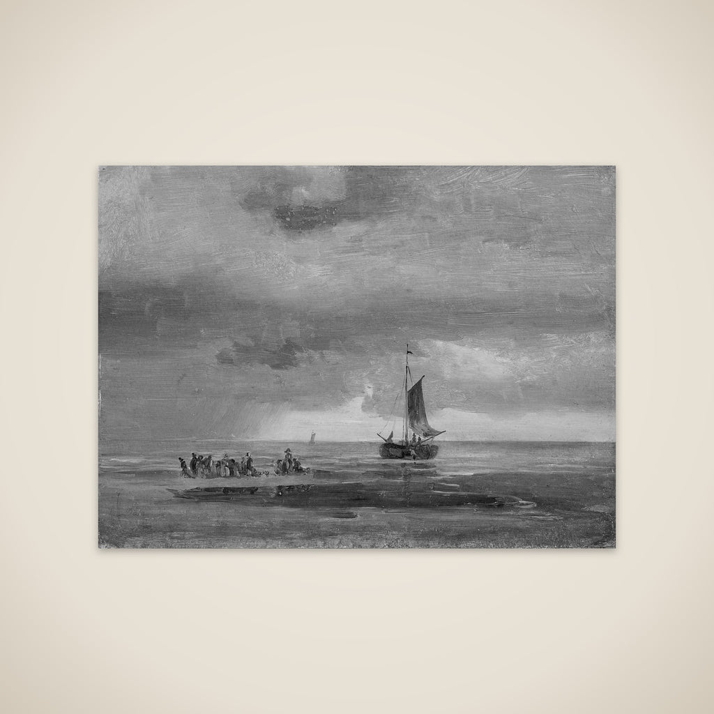 Flad strand ved solnedgang unframed print