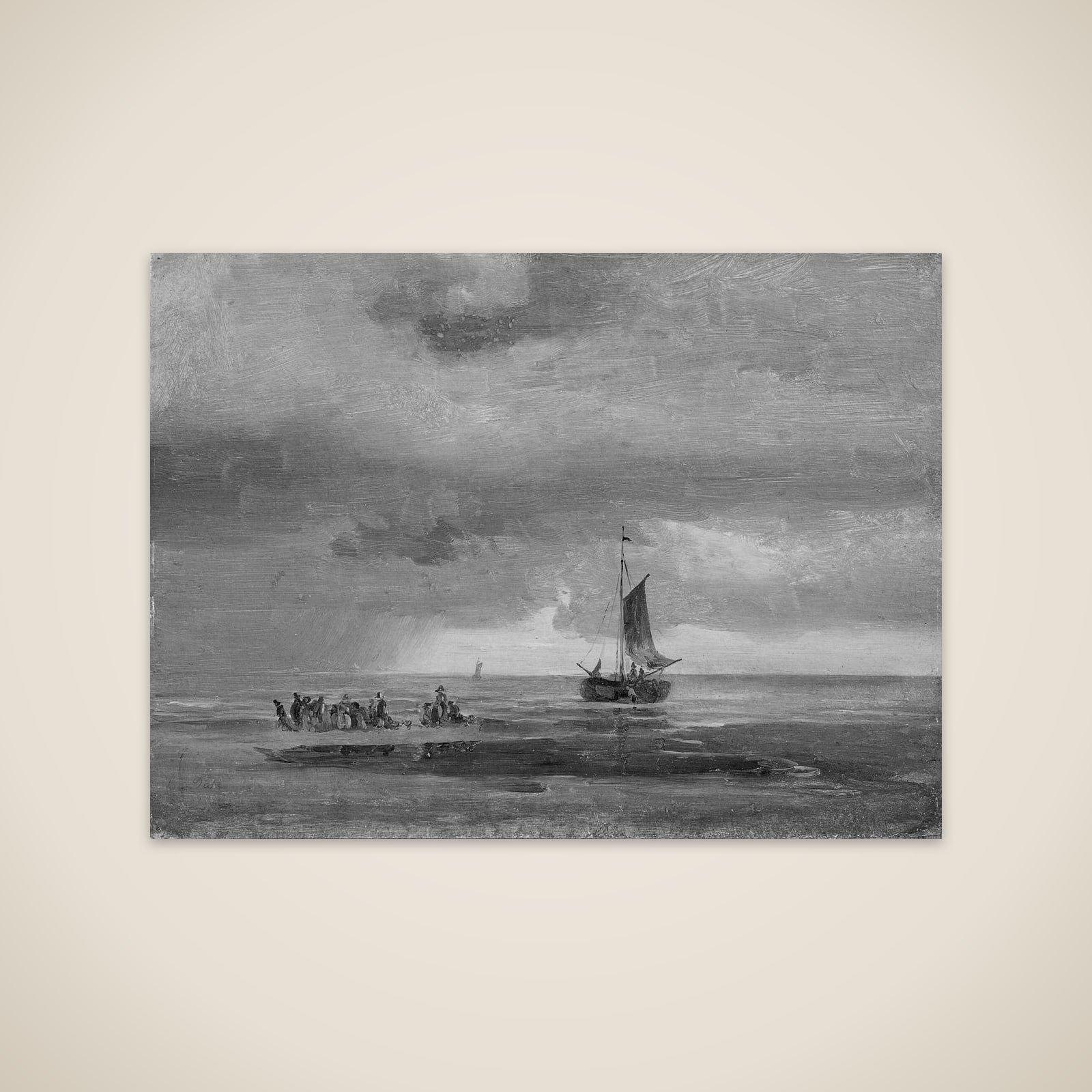 Flad strand ved solnedgang unframed print