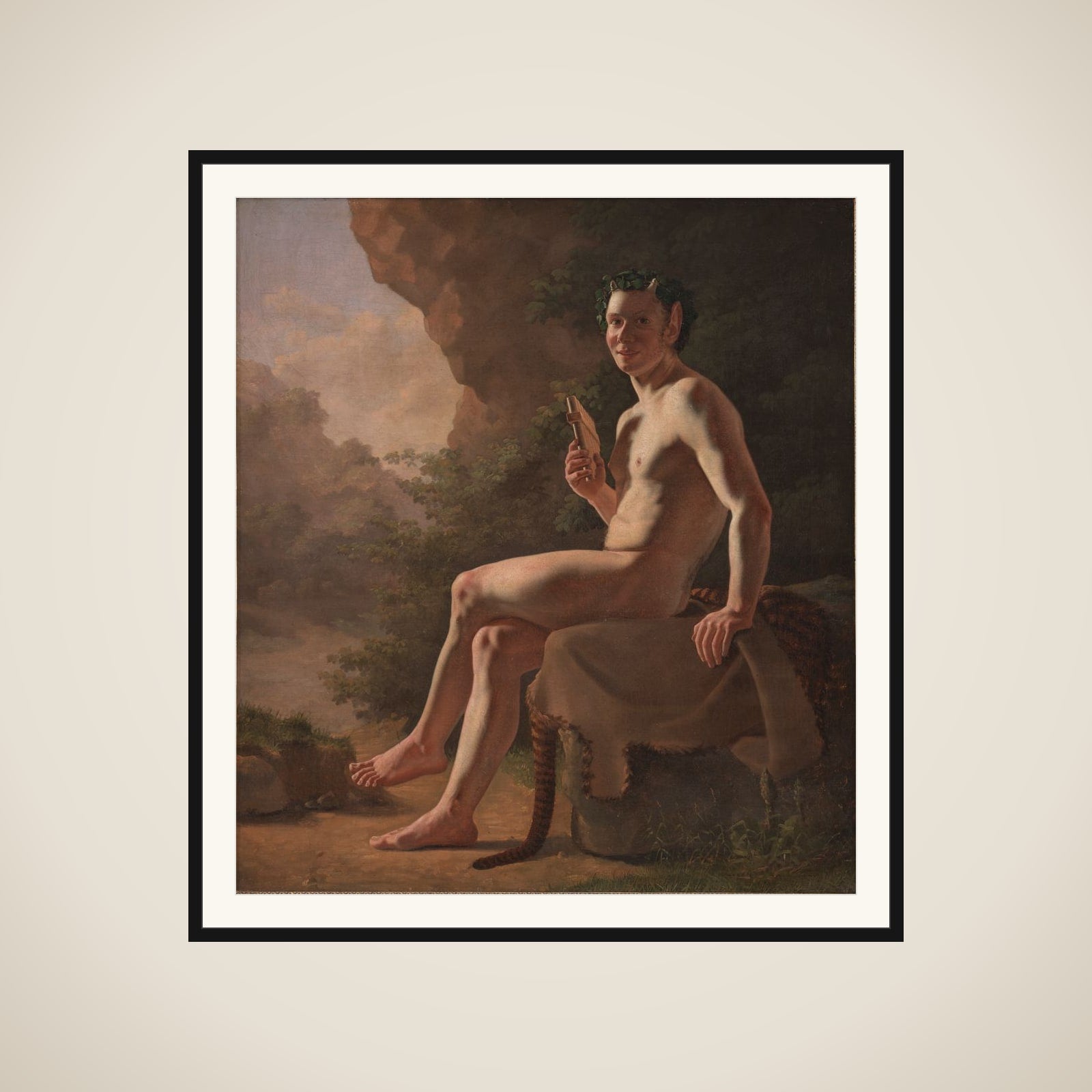 Ung Pan i en grotte. Modelfigur framed