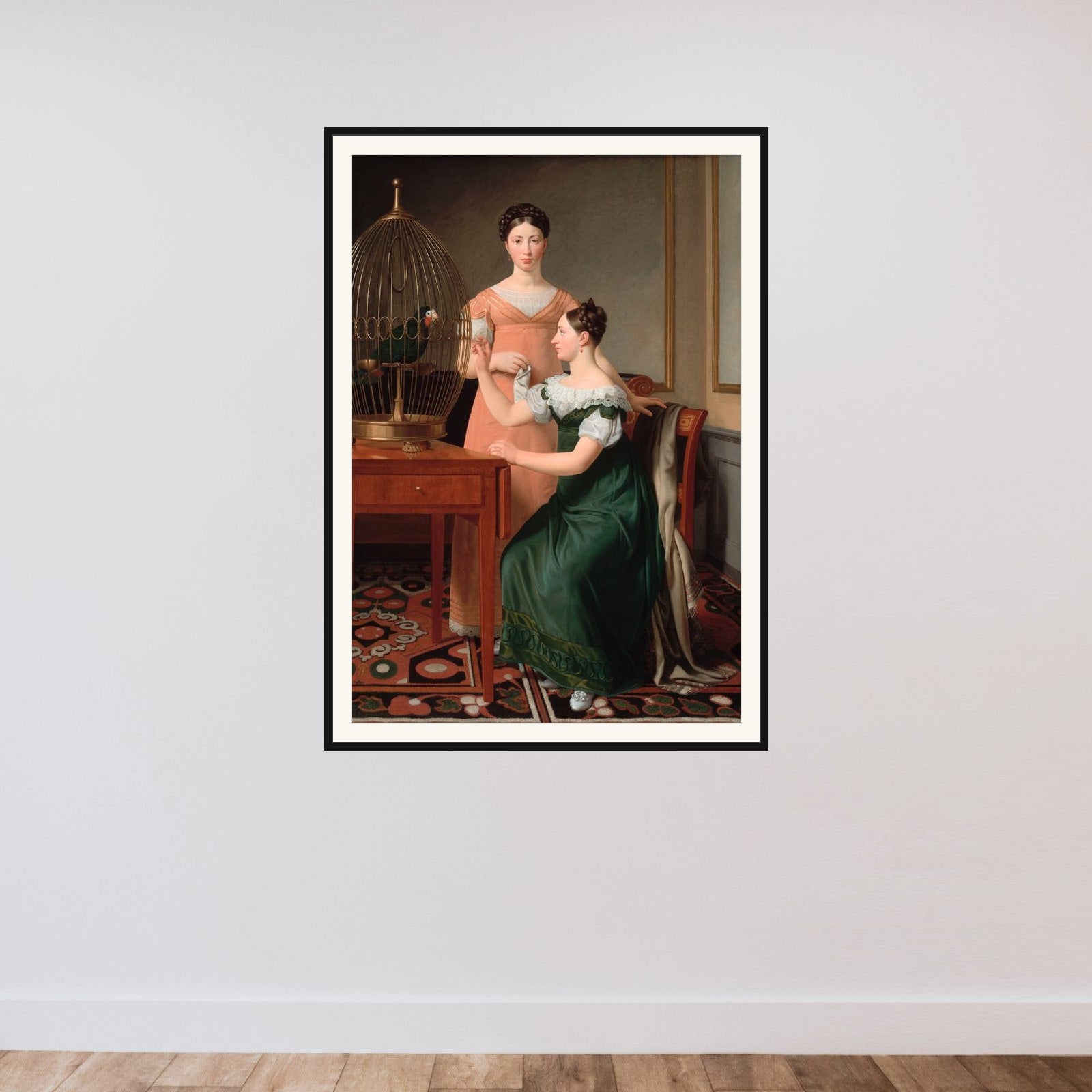 Mendel Levin Nathansons ældste døtre, Bella og Hanna framed — shown to scale