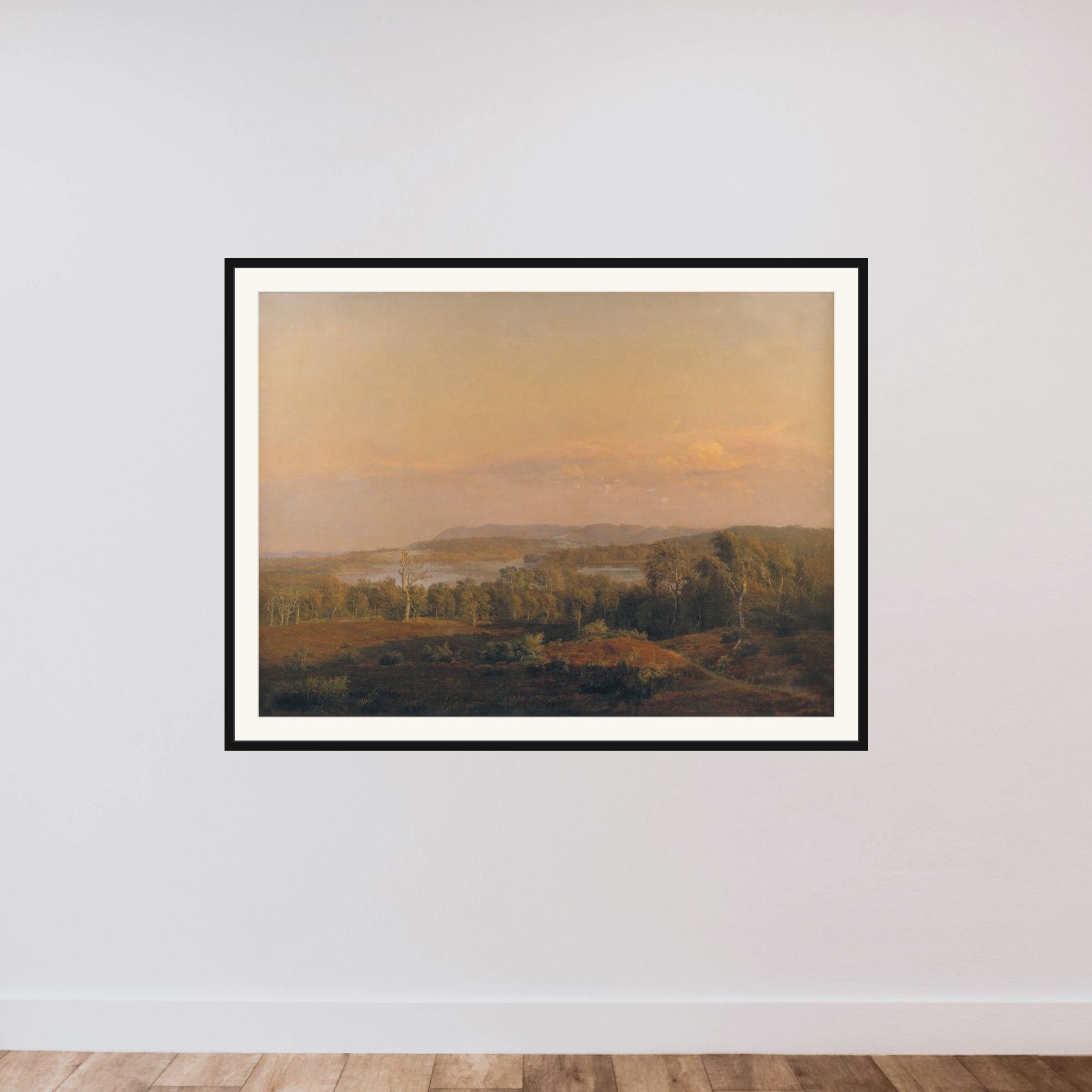 Udsigt mod Himmelbjerget. Aften framed — shown to scale