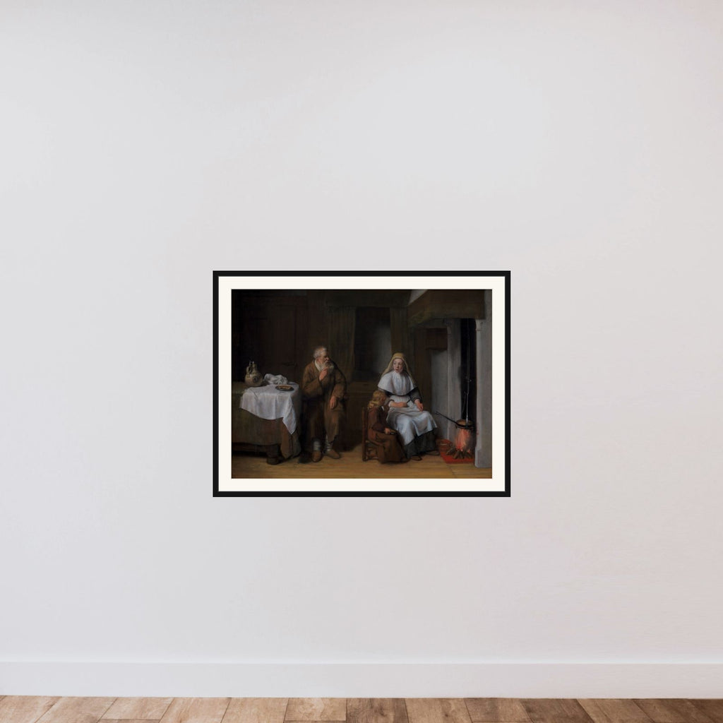Profeten Elias hos enken i Sarepta og hendes søn framed — shown to scale