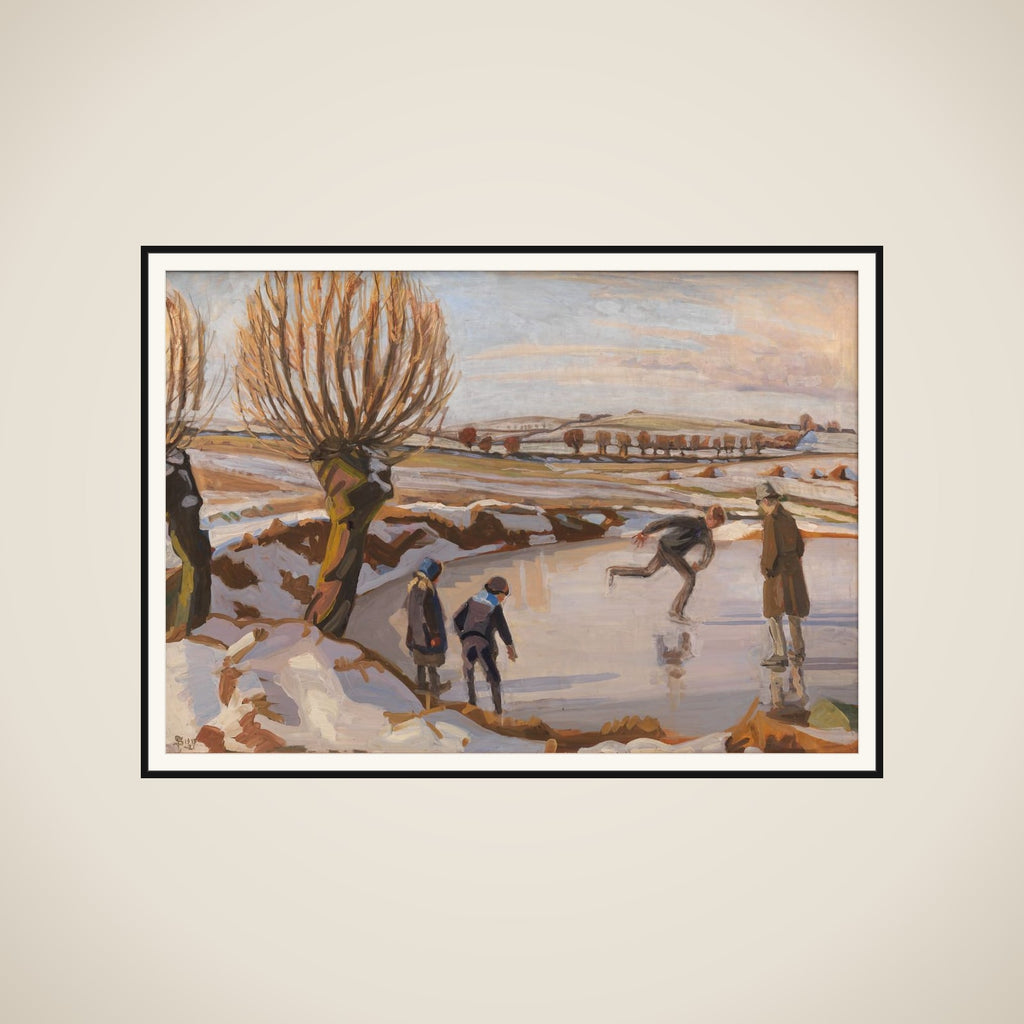 Vinteren er kommet. Landskab med skøjteløbere framed