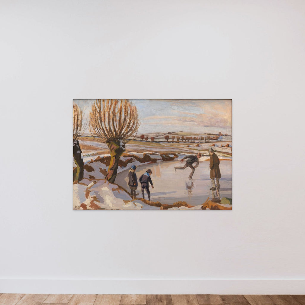 Vinteren er kommet. Landskab med skøjteløbere unframed — shown to scale