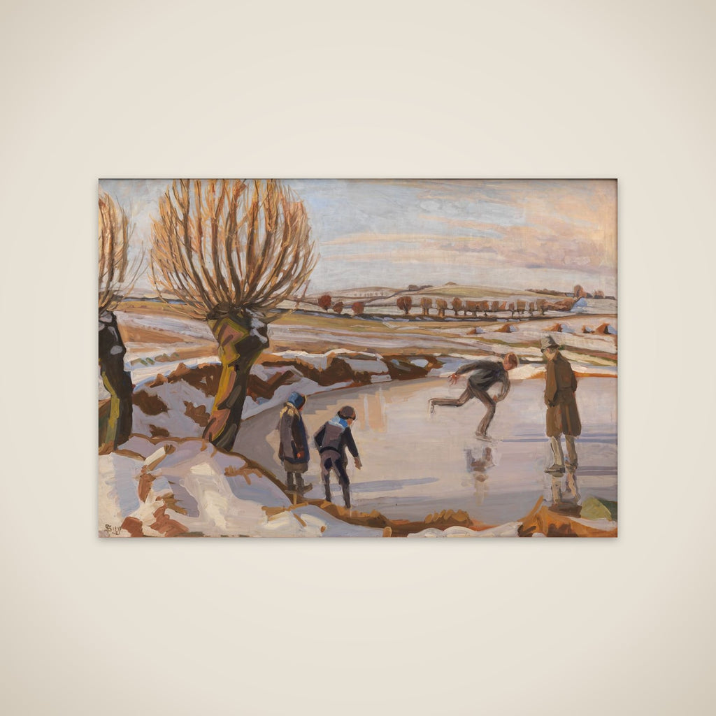 Vinteren er kommet. Landskab med skøjteløbere unframed print