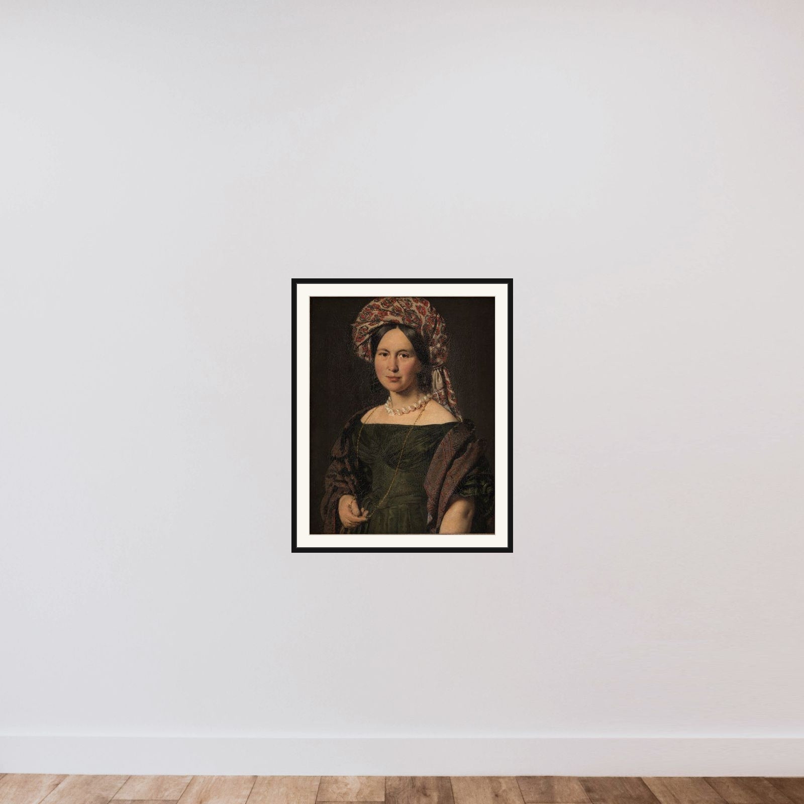 Cathrine Jensen, f. Lorenzen, kunstnerens hustru med turban framed — shown to scale