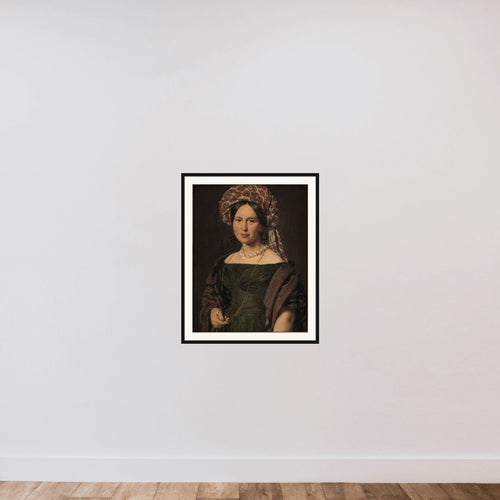 Cathrine Jensen, f. Lorenzen, kunstnerens hustru med turban framed — shown to scale