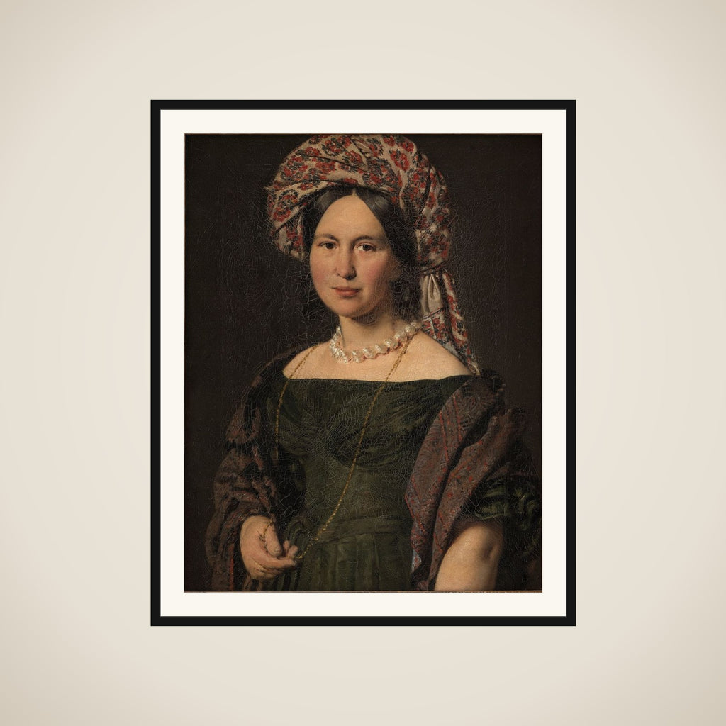 Cathrine Jensen, f. Lorenzen, kunstnerens hustru med turban framed
