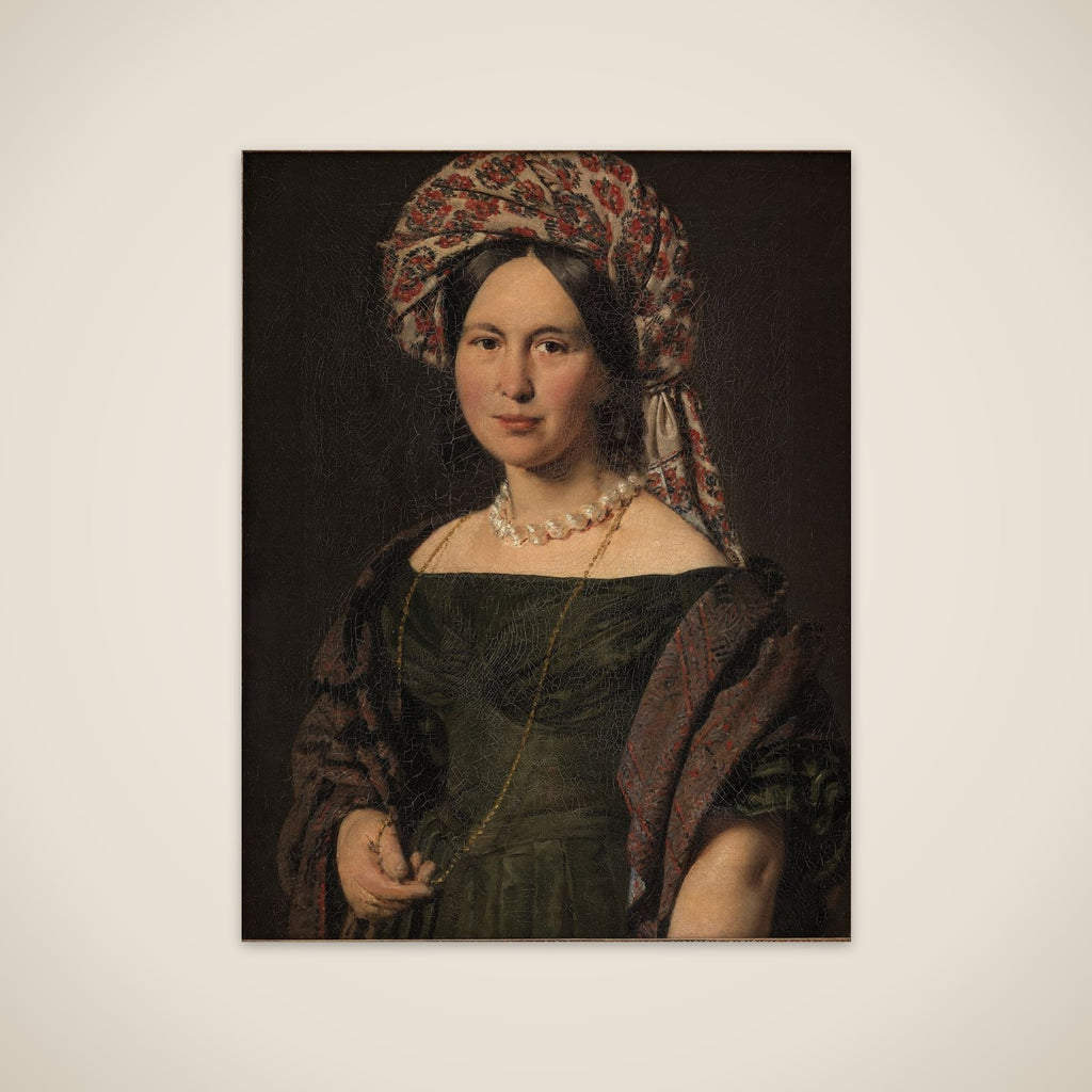 Cathrine Jensen, f. Lorenzen, kunstnerens hustru med turban unframed print