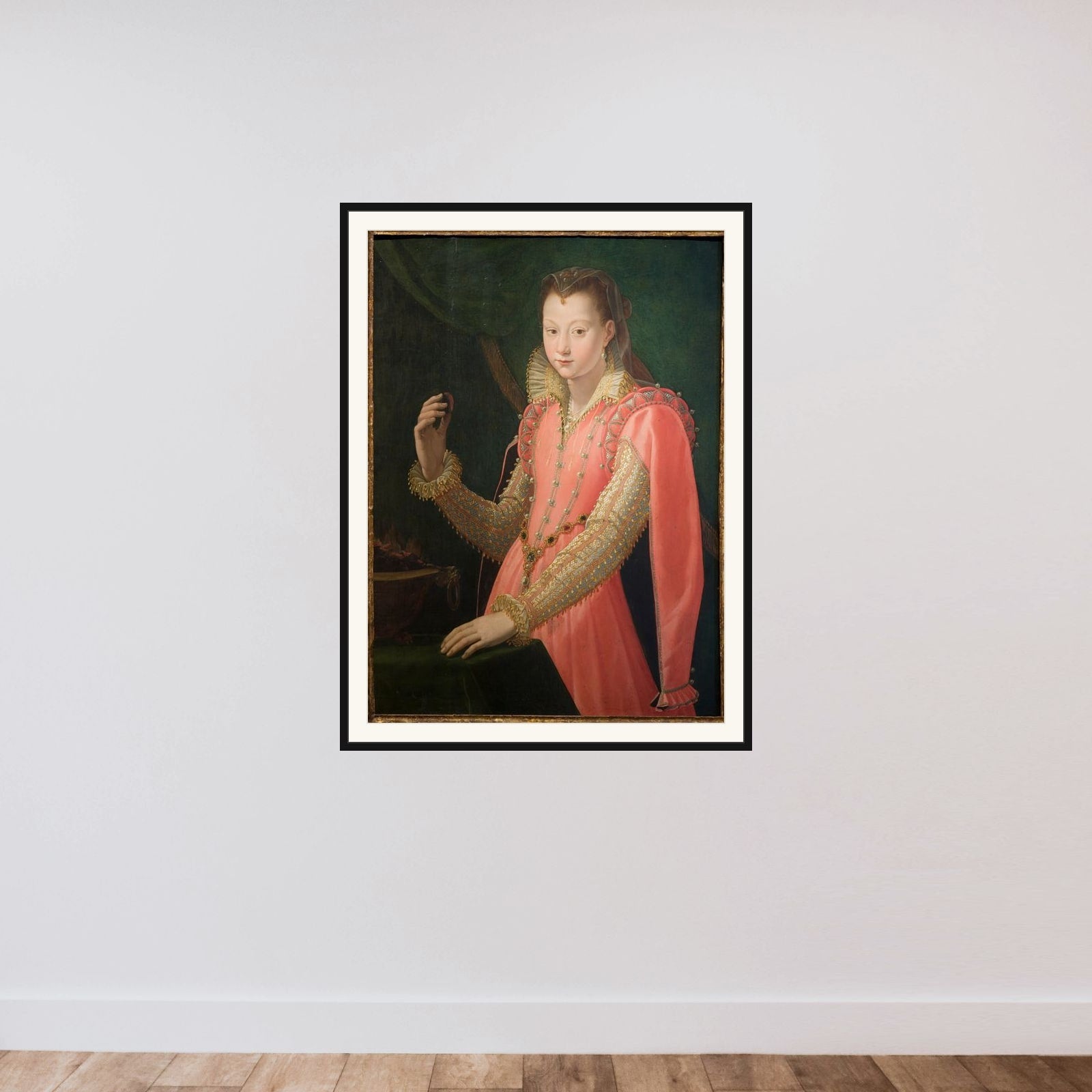 Ung kvinde portrætteret som Portia Catonis framed — shown to scale