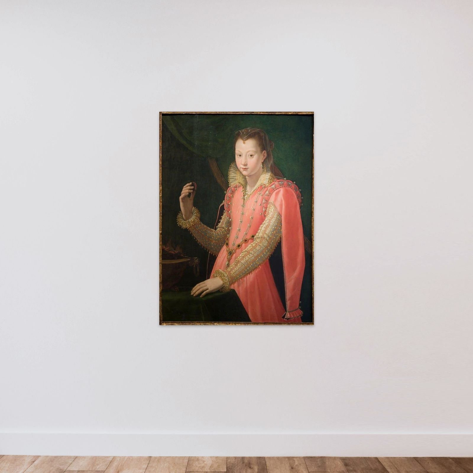 Ung kvinde portrætteret som Portia Catonis unframed — shown to scale