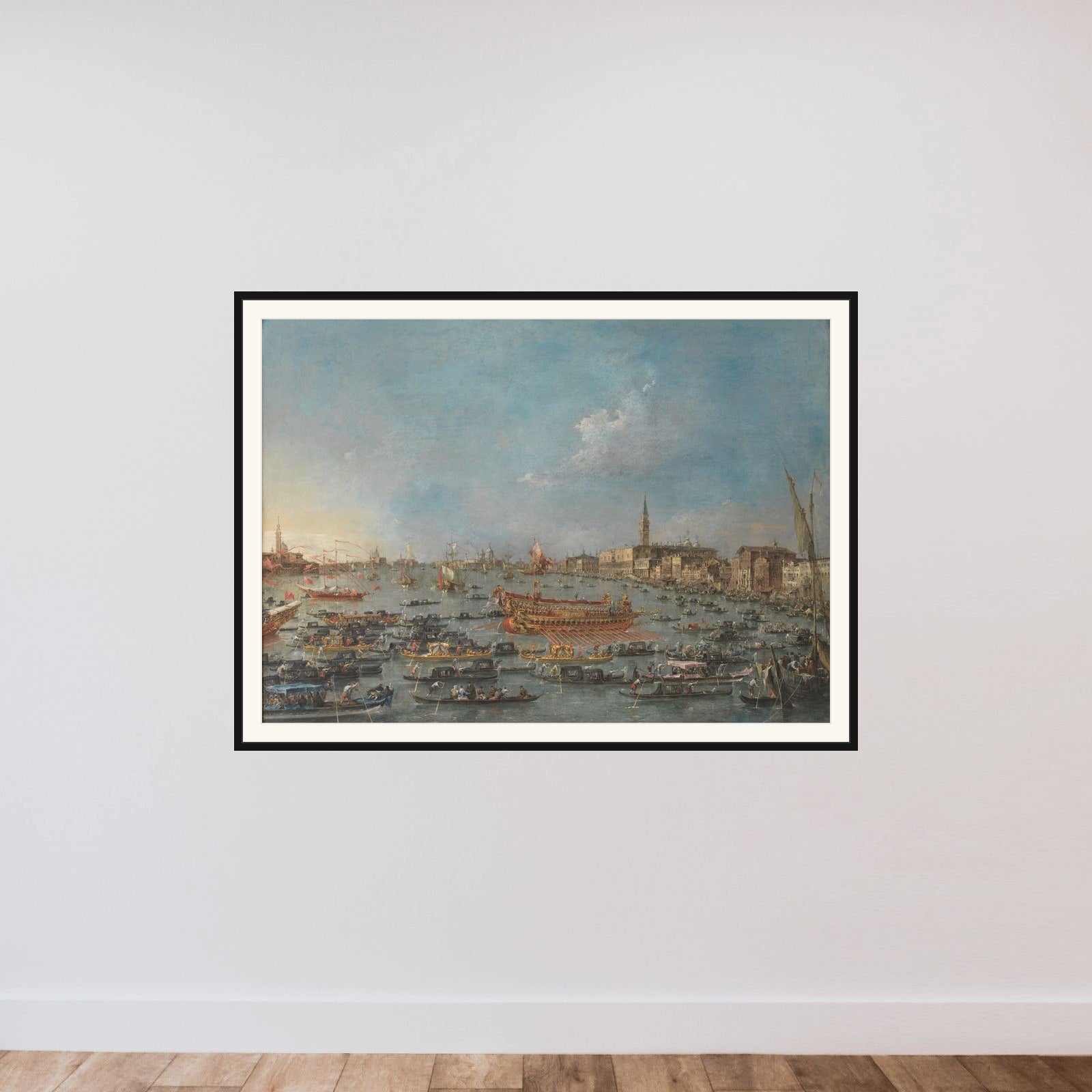 Bucintoro-festen i Venedig framed — shown to scale
