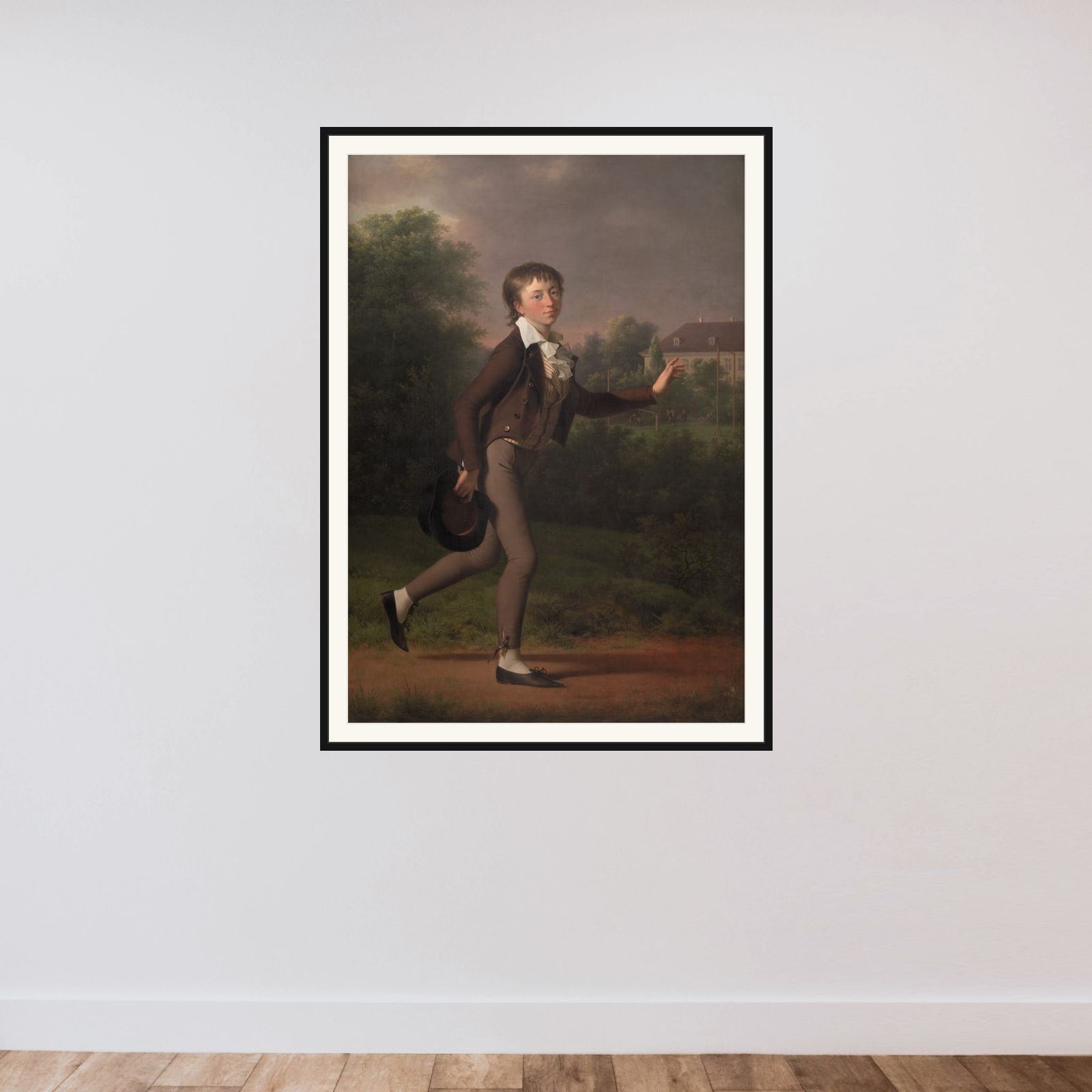 Løbende dreng. Marcus Holst von Schmidten framed — shown to scale