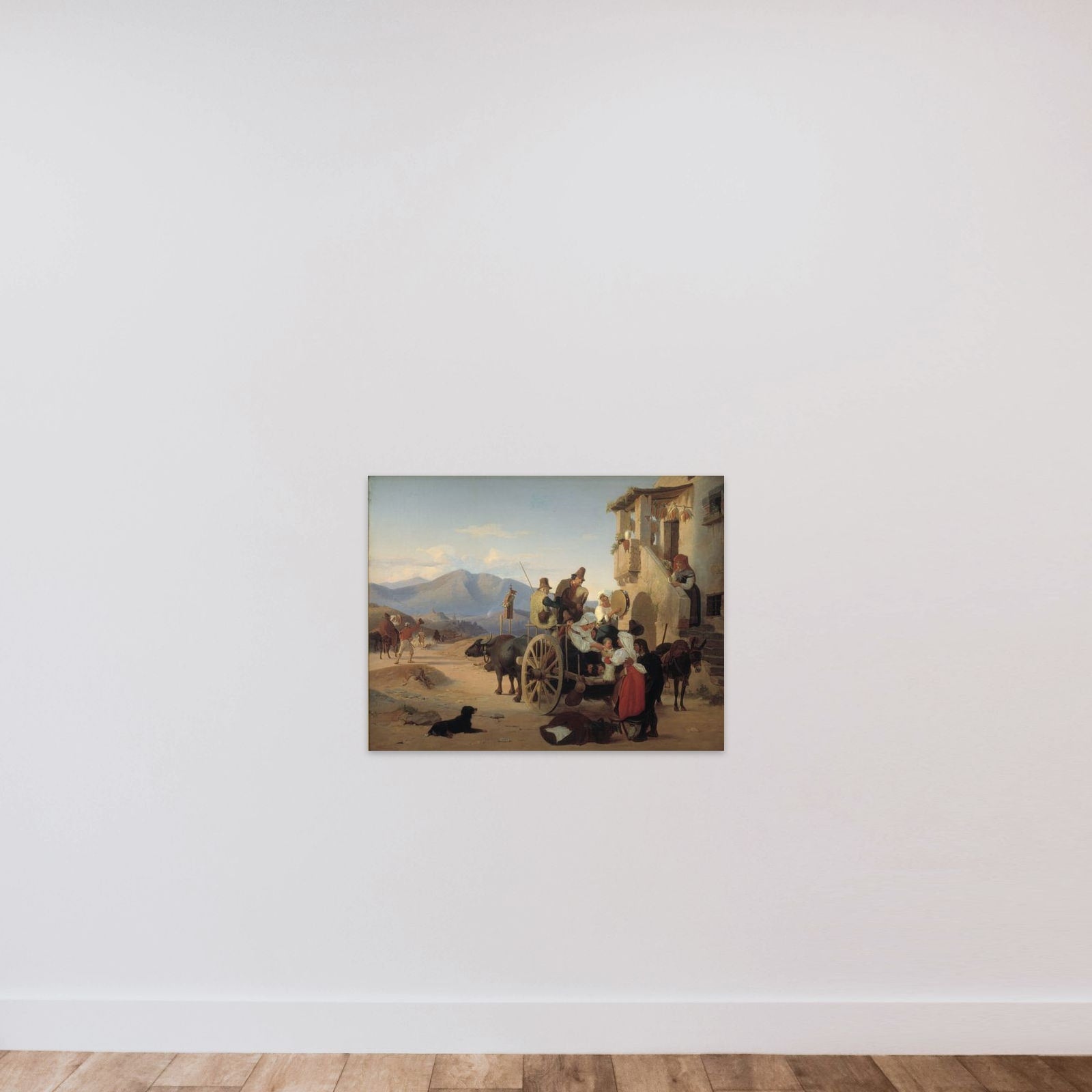 Romerske landfolk drager til marked unframed — shown to scale