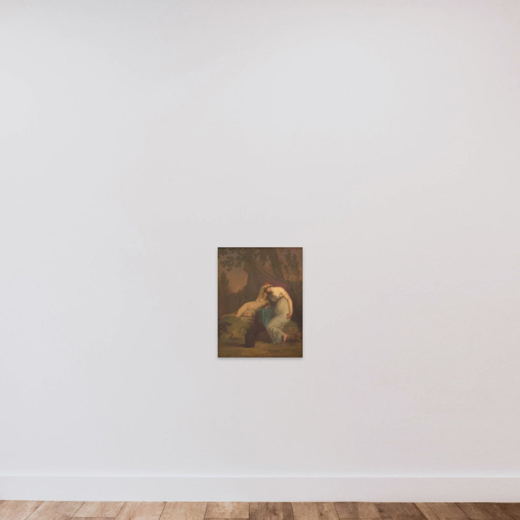 Den græske digter Sappho og mytilenerinden unframed — shown to scale