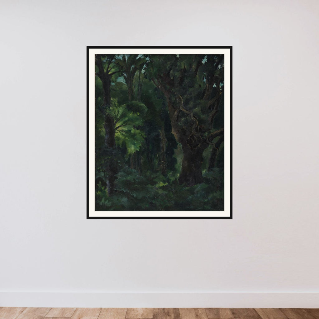 Skovlandskab. "Den nordiske skov" framed — shown to scale