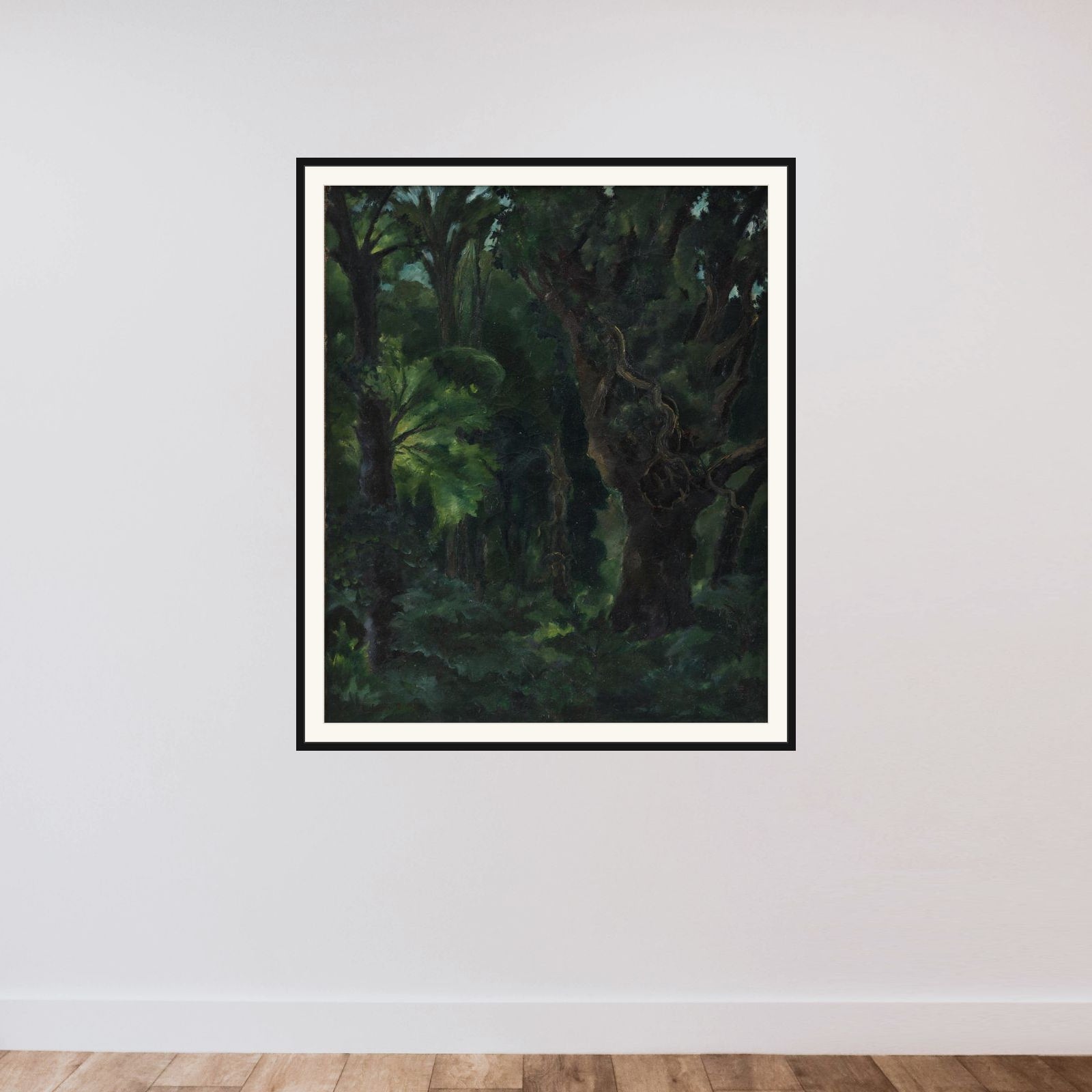 Skovlandskab. "Den nordiske skov" framed — shown to scale