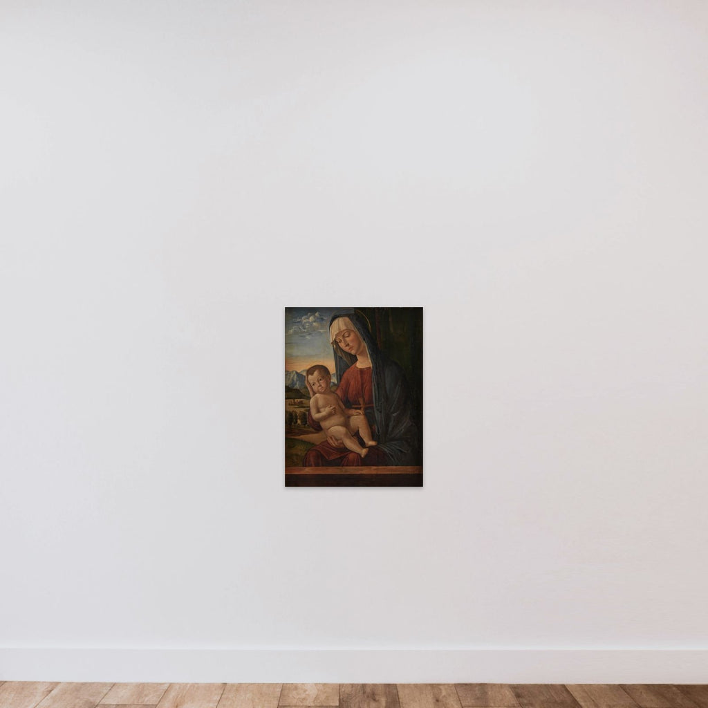 Madonna med Barnet unframed — shown to scale