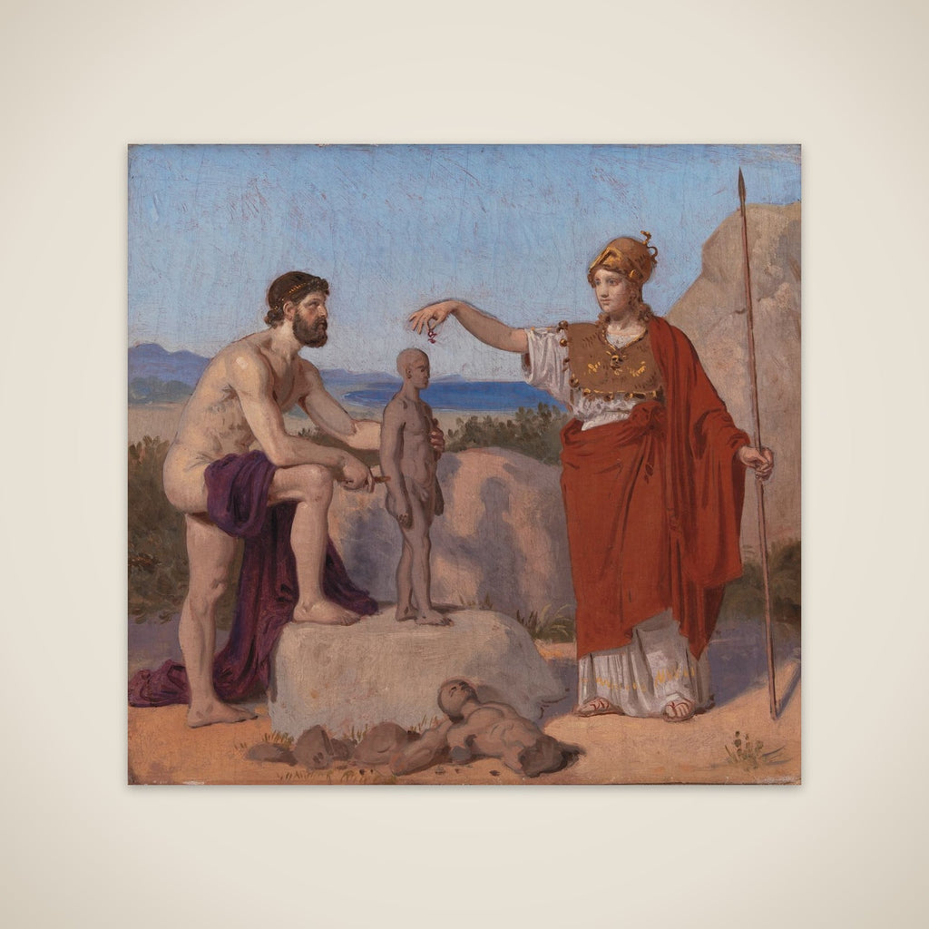 Prometheus danner mennesket af ler unframed print