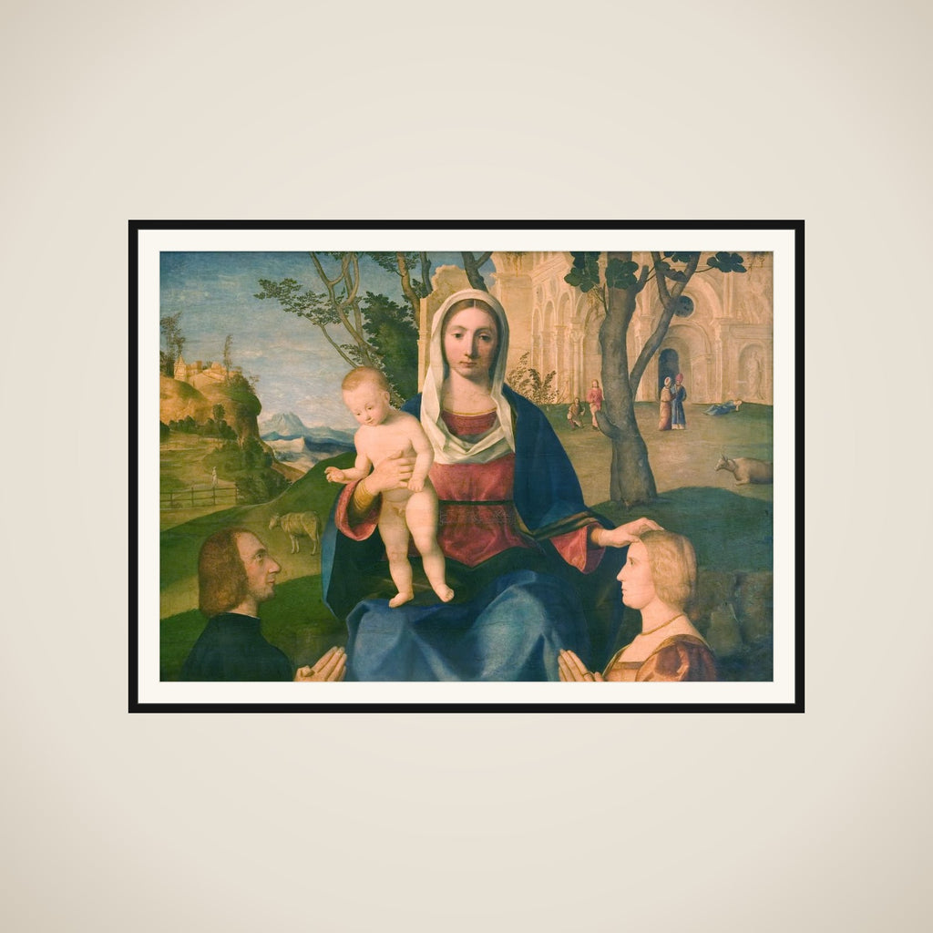 Madonna med Barnet og to stiftere framed