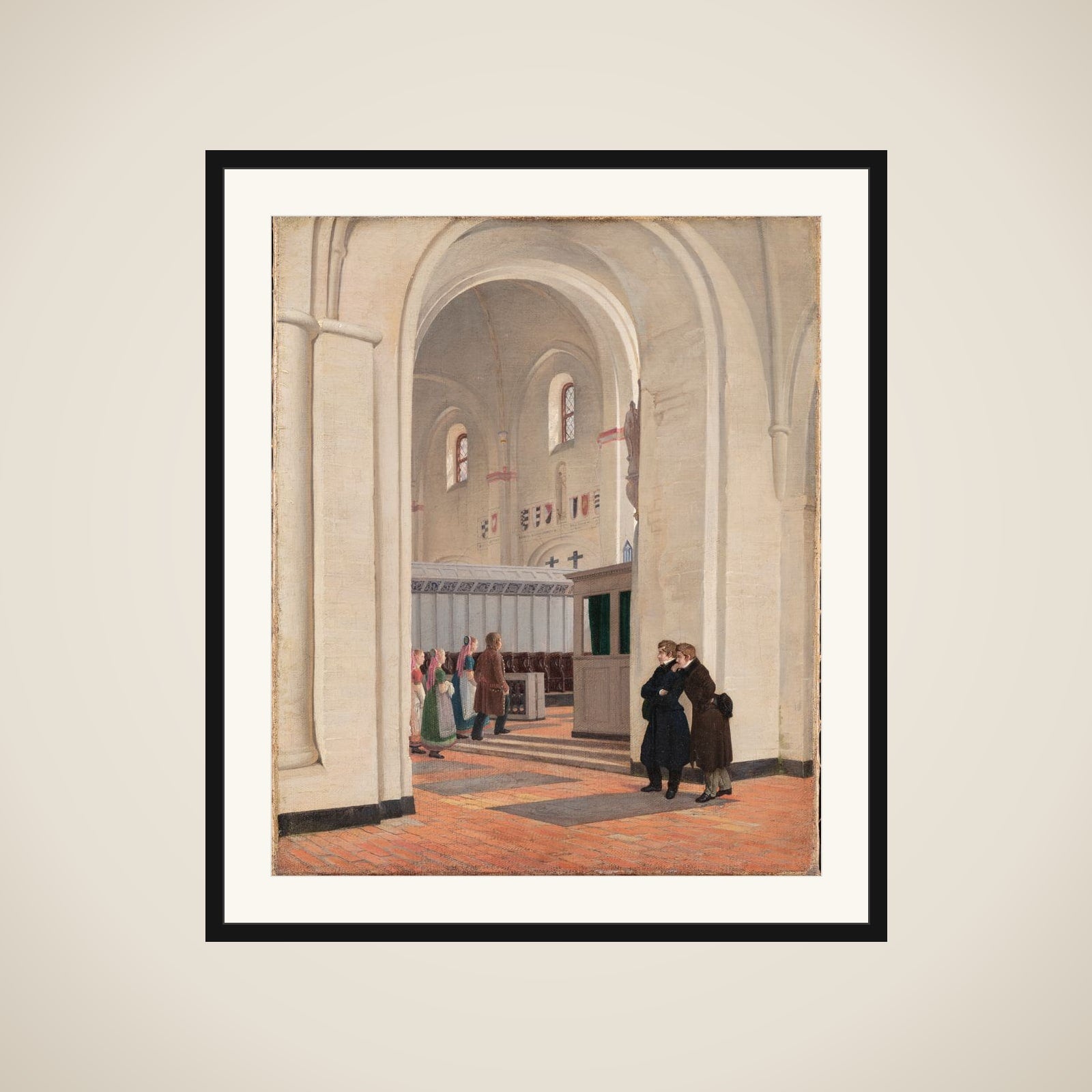 Parti af det indvendige af Ringsted Kirke. I forgrunden Constantin Hansen og Jørgen Roed framed