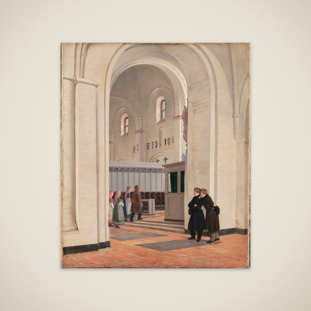 Parti af det indvendige af Ringsted Kirke. I forgrunden Constantin Hansen og Jørgen Roed unframed print