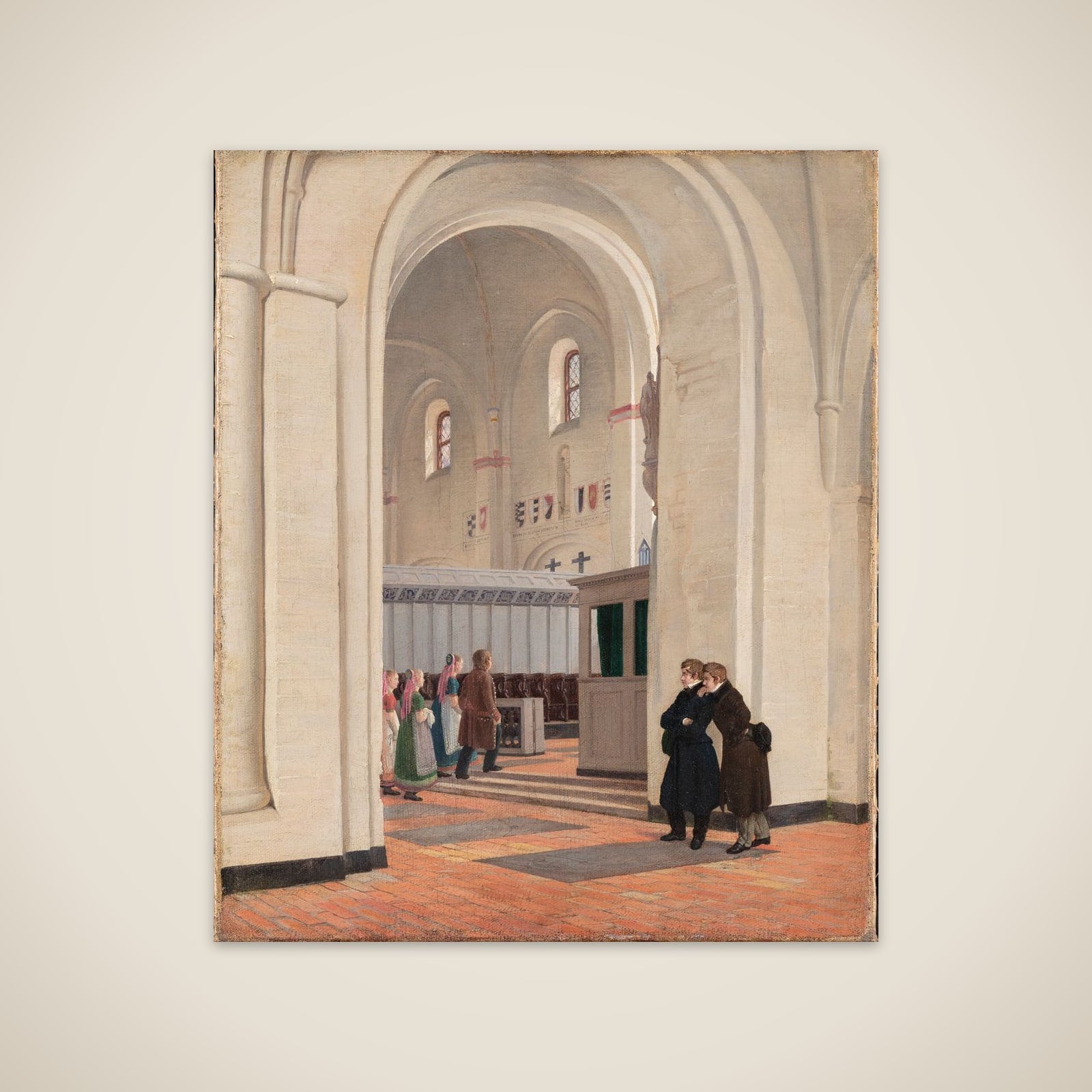 Parti af det indvendige af Ringsted Kirke. I forgrunden Constantin Hansen og Jørgen Roed unframed print
