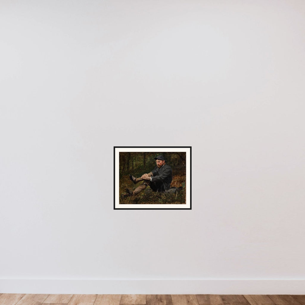 Arkitekten Thorvald Bindesbøll i en granskov på Kullen framed — shown to scale