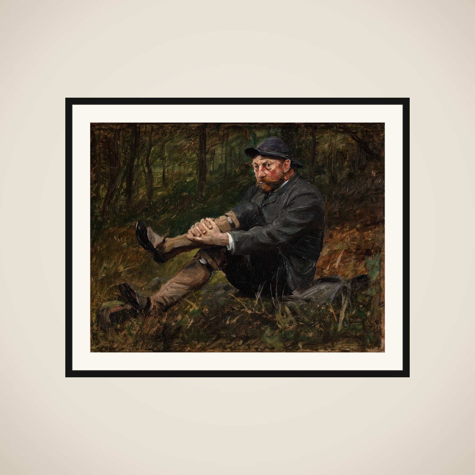 Arkitekten Thorvald Bindesbøll i en granskov på Kullen framed